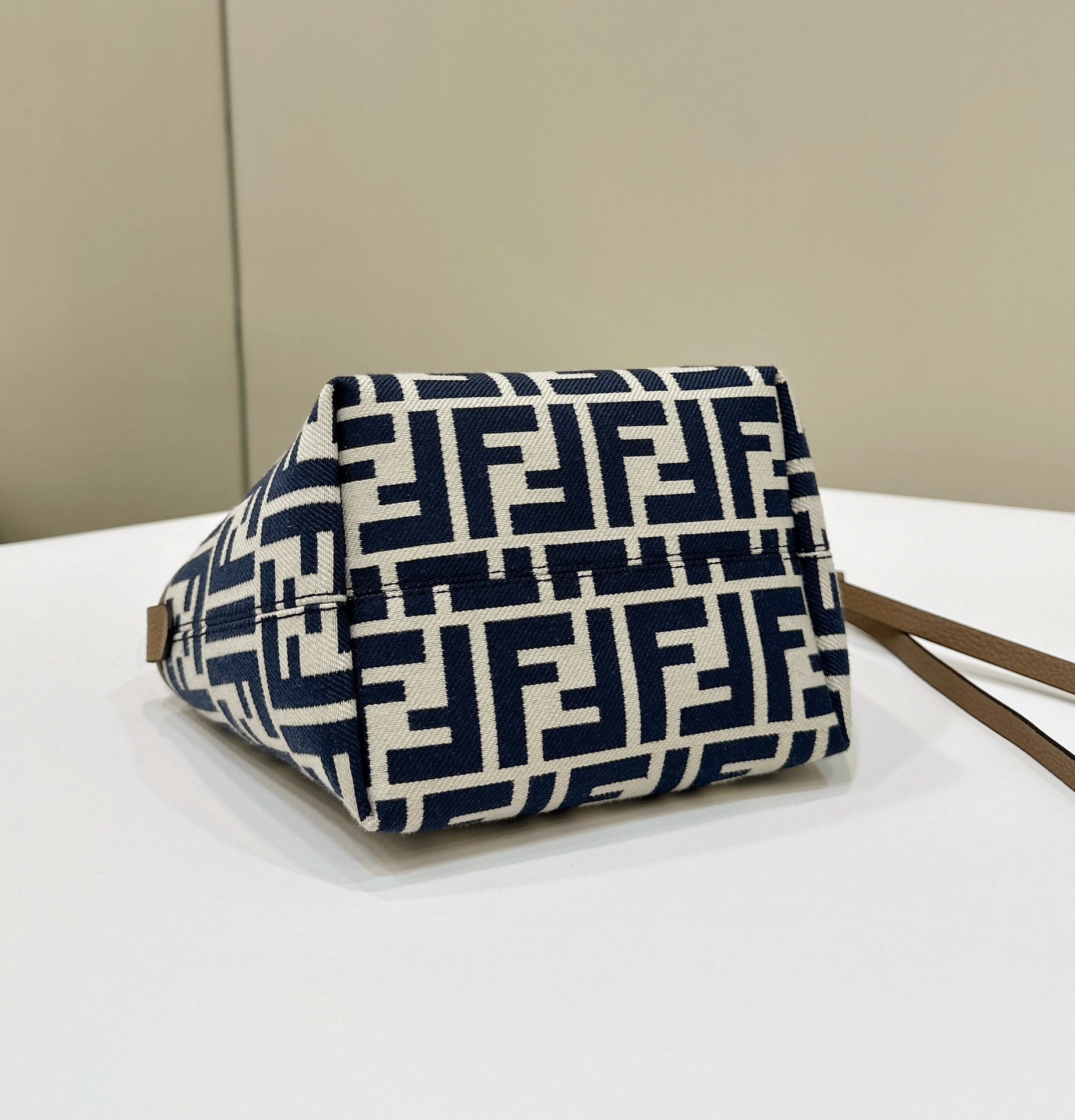 MINI ROLL BAG 15 MIDNIGHT BLUE MIX WHITE FF JACQUARD FABRIC mysite