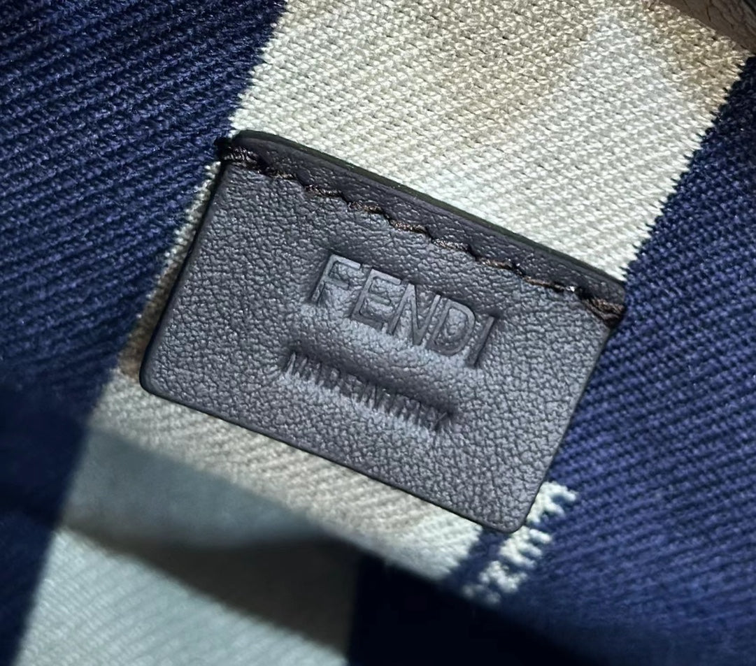 MINI ROLL BAG 15 MIDNIGHT BLUE MIX WHITE FF JACQUARD FABRIC mysite