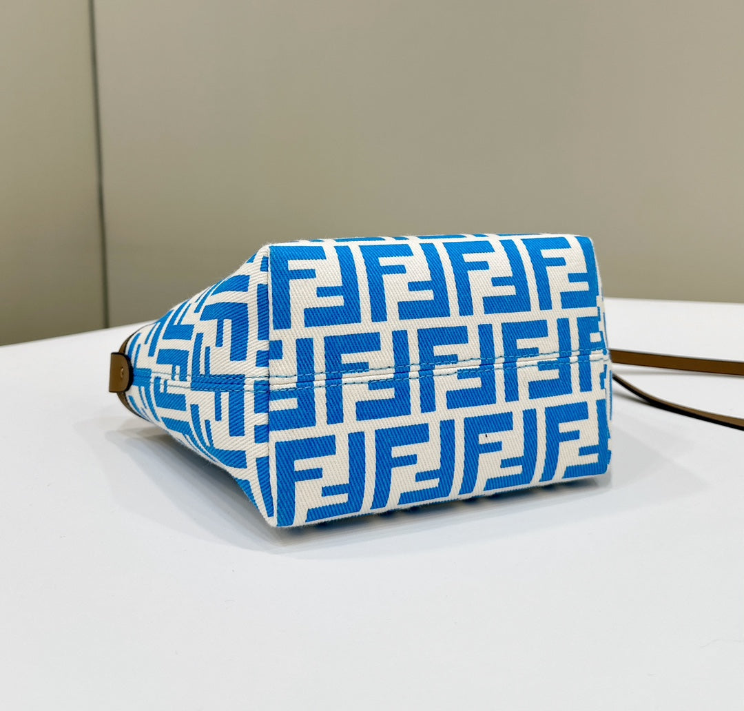 MINI ROLL BAG 15 OCEAN BLUE MIX WHITE FF JACQUARD FABRIC mysite