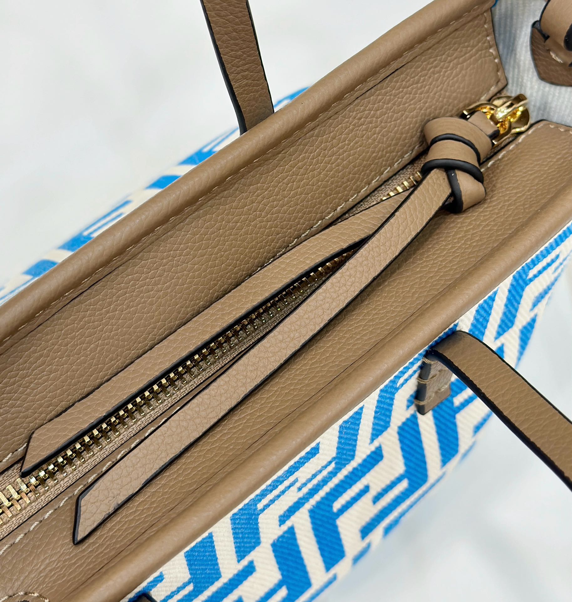 MINI ROLL BAG 15 OCEAN BLUE MIX WHITE FF JACQUARD FABRIC mysite