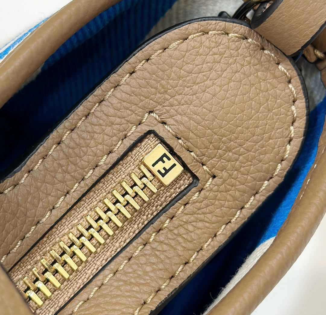 MINI ROLL BAG 15 OCEAN BLUE MIX WHITE FF JACQUARD FABRIC mysite