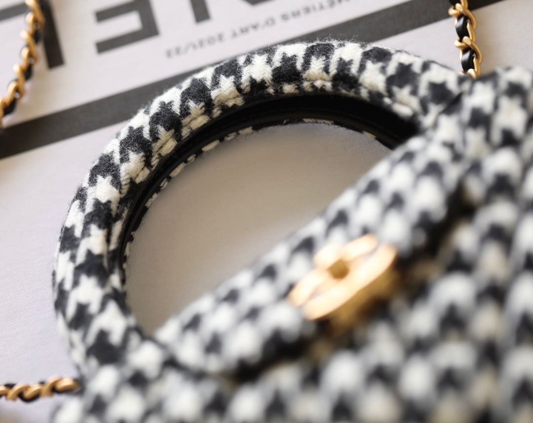 cc 24a nano 19cm kelly shopper bag black white tweed mysite