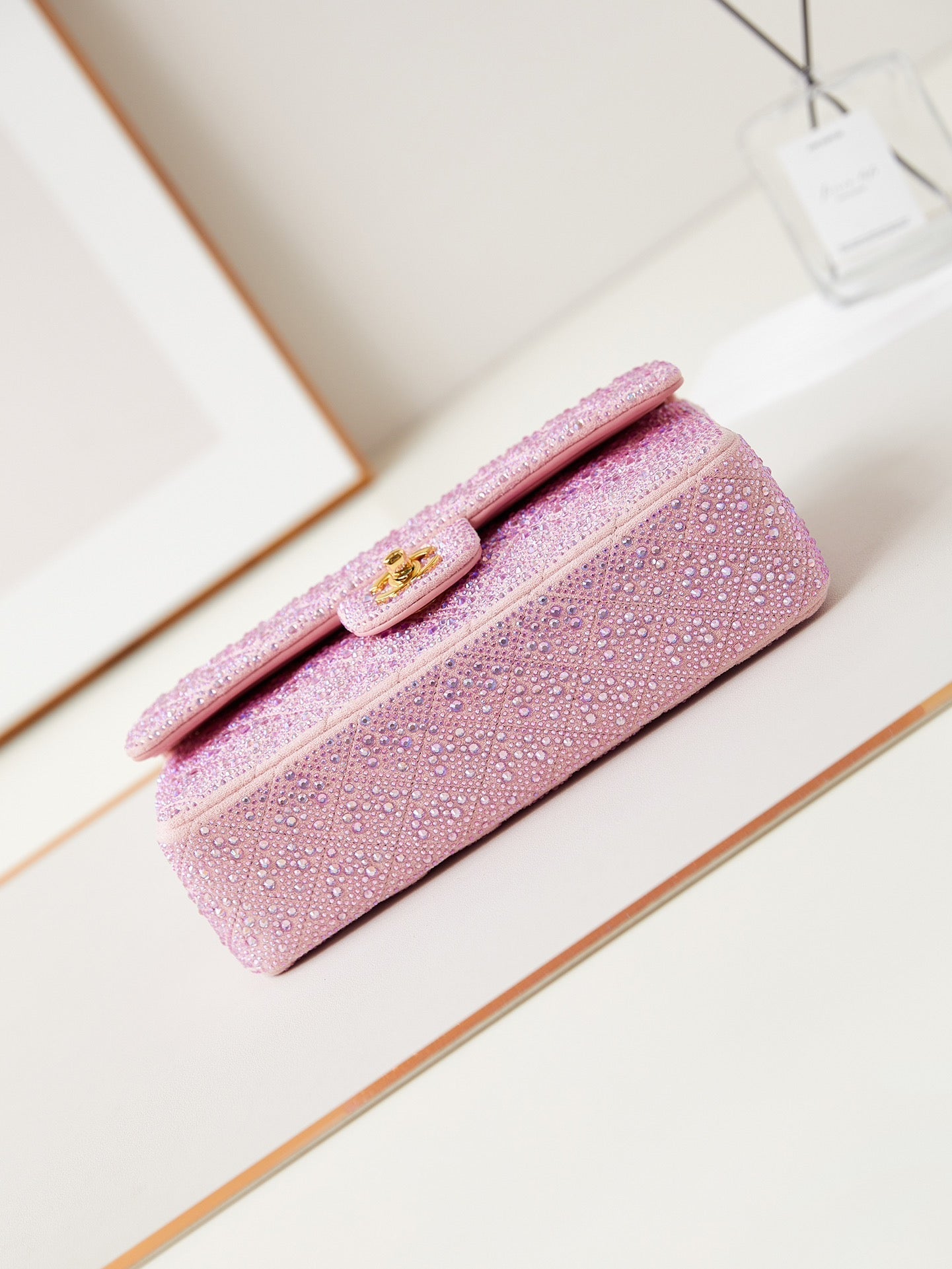 24b medium flap bag 25cm pink lambskin silver purple diamond mysite