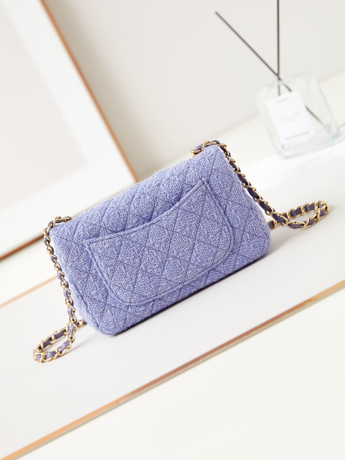 24p small flap bag 20cm purple blue tweed gold hardware mysite