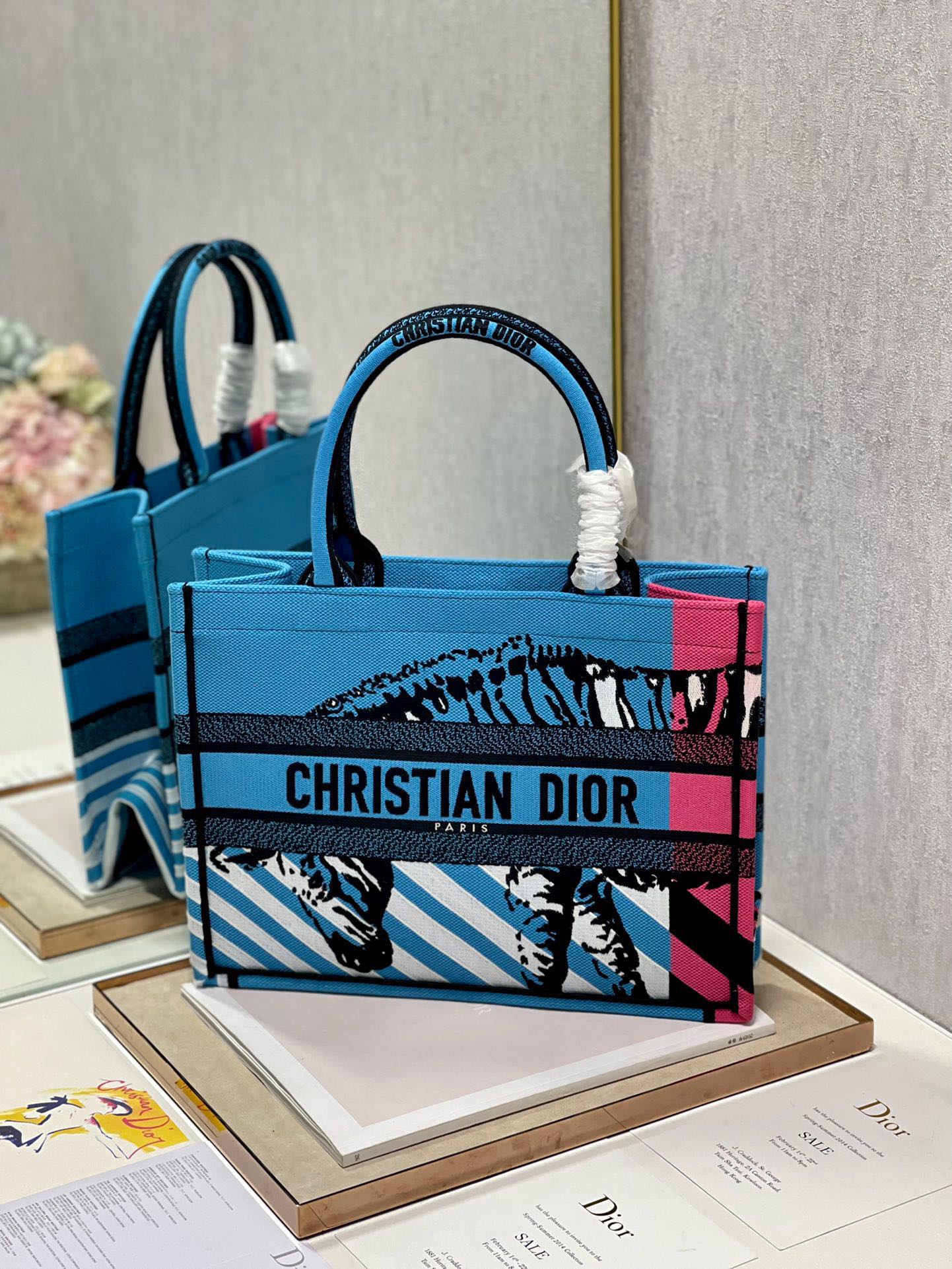 CD Zebra Book Tote Bag Blue Canvas 336519 mysite