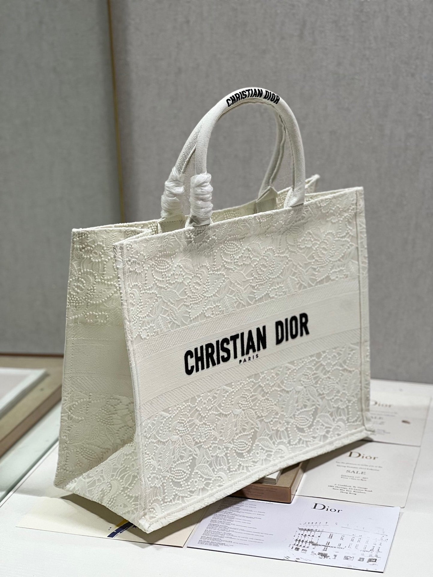 CD Mesh White Book Tote 42cm Bag Canvas 336561 mysite