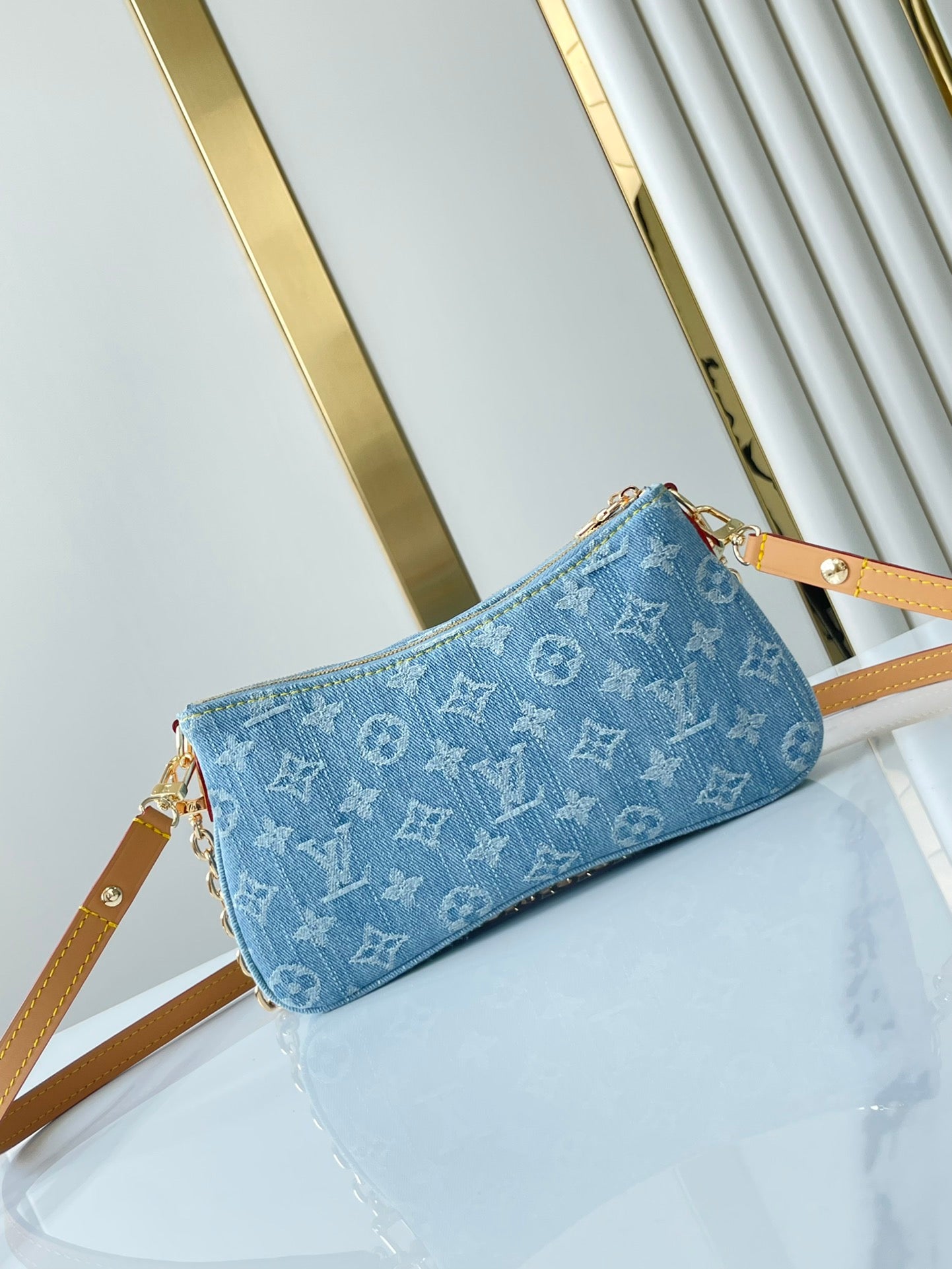 LIV POCHETTE 24 IN BLUE MONOGRAM DENIM GOLD HARDWARE mysite