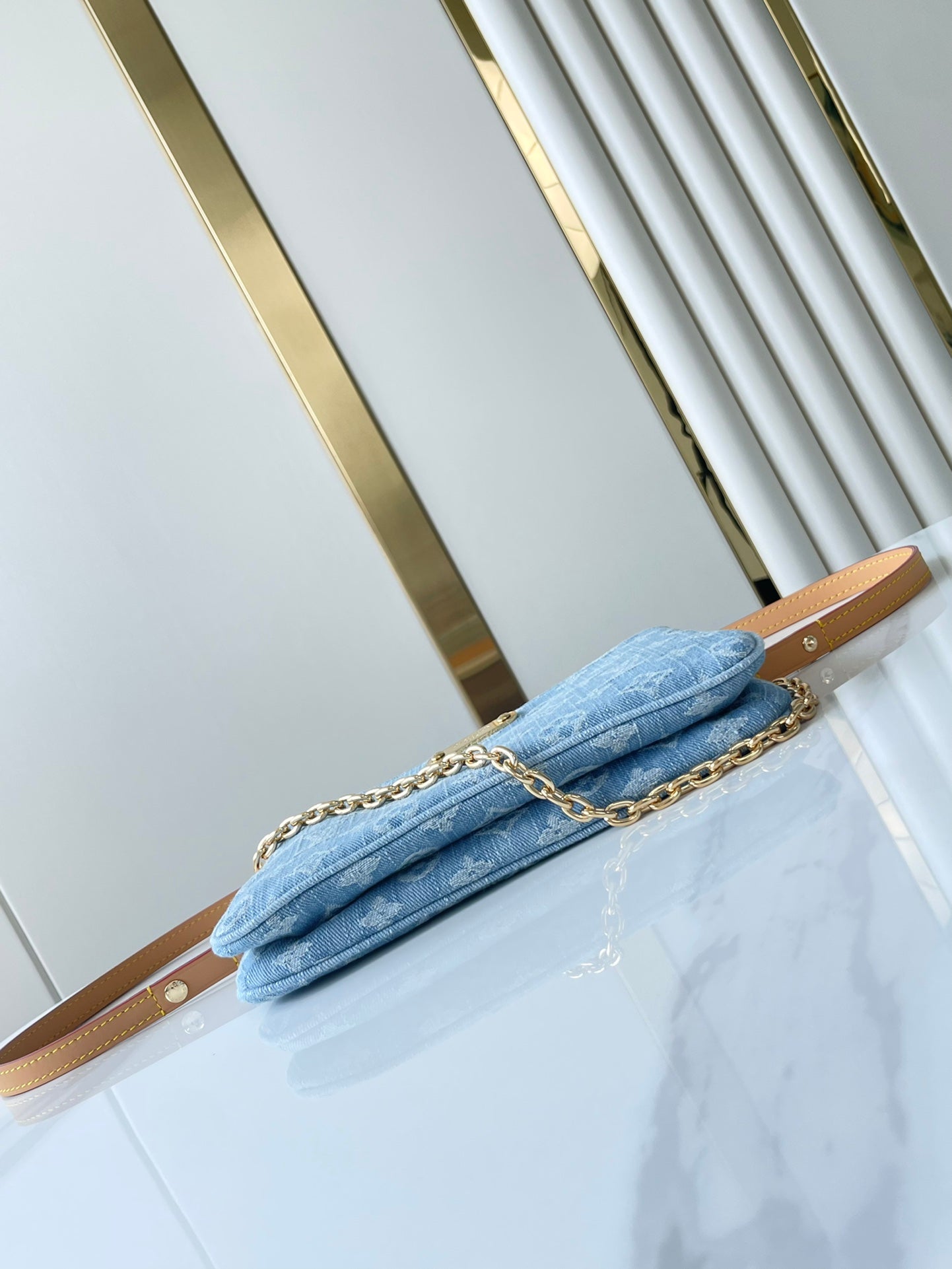 LIV POCHETTE 24 IN BLUE MONOGRAM DENIM GOLD HARDWARE mysite