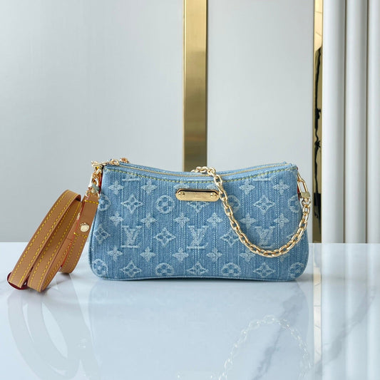 LIV POCHETTE 24 IN BLUE MONOGRAM DENIM GOLD HARDWARE mysite