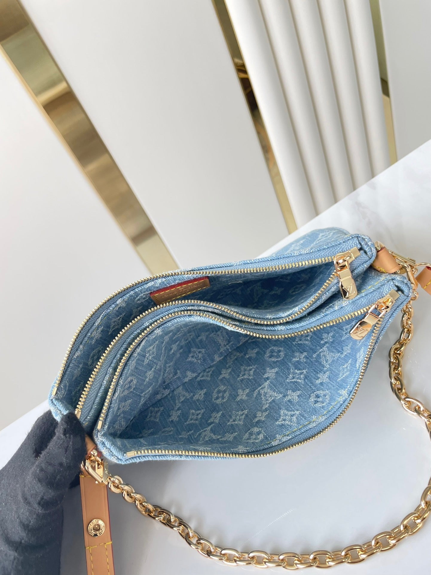 LIV POCHETTE 24 IN BLUE MONOGRAM DENIM GOLD HARDWARE mysite
