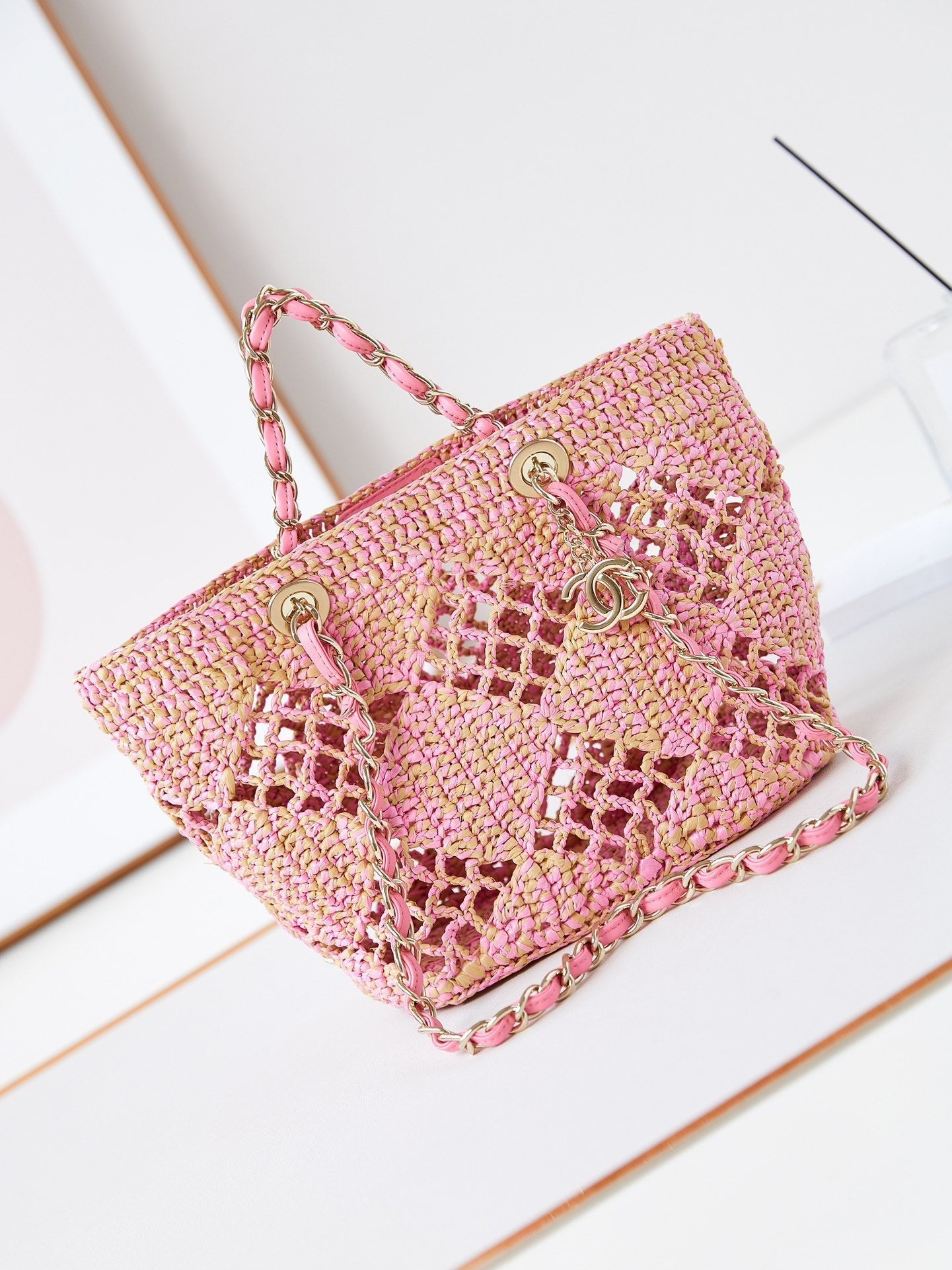 cc coco beach bag 32cm pink raffia mysite