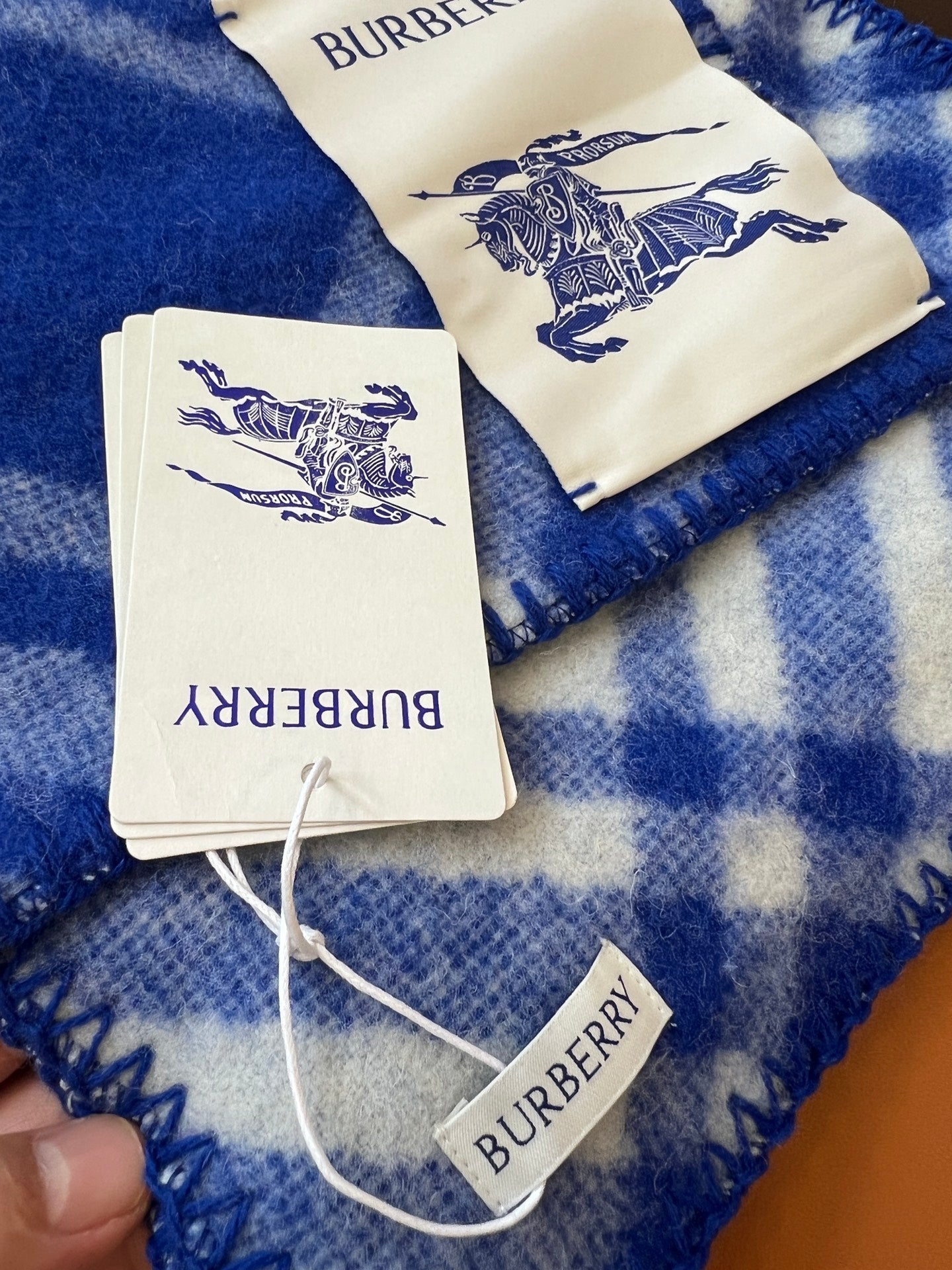 CHECK WOOL 182 CM SCARF COBALT BLUE 405043 mysite