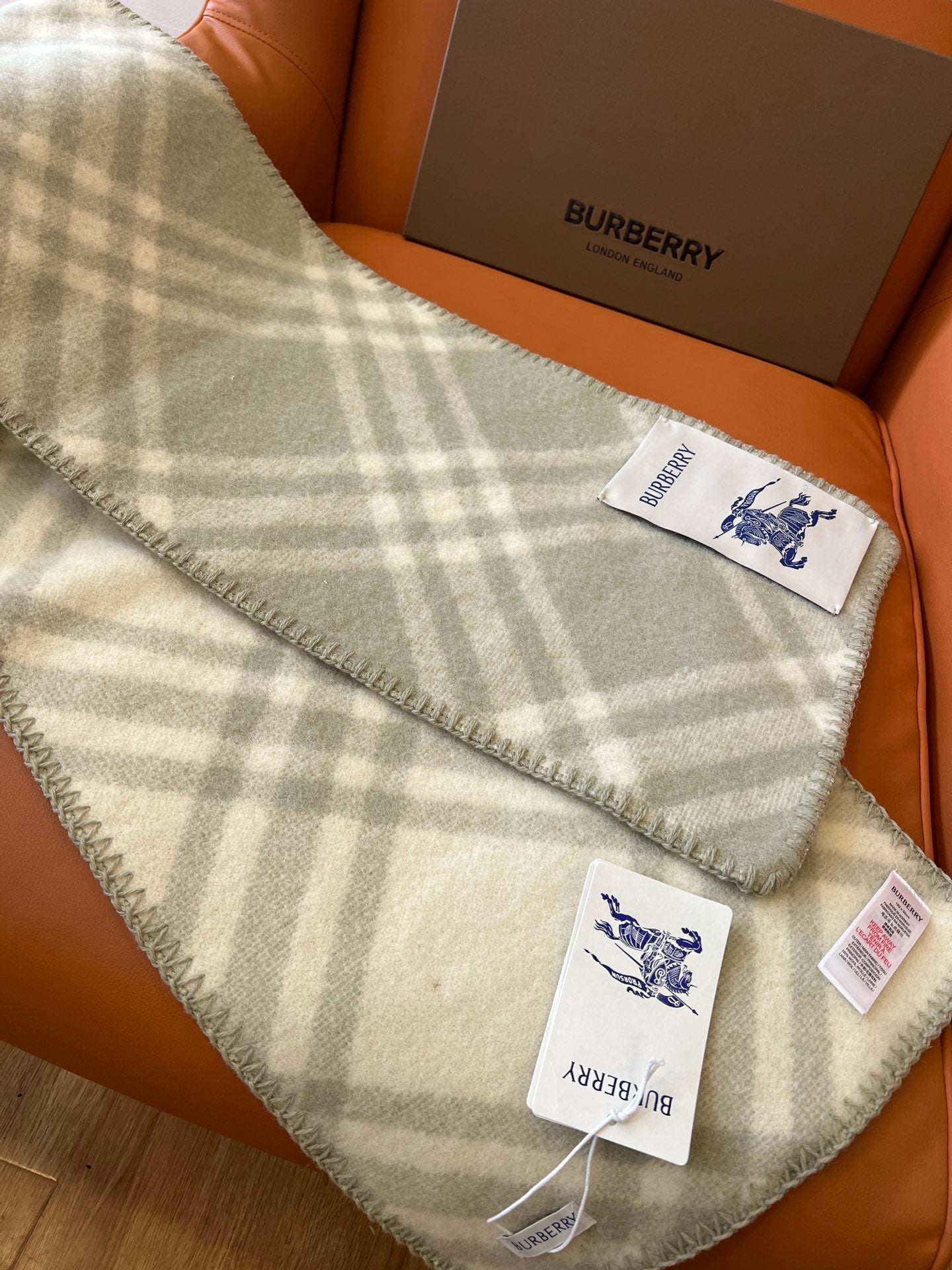 CHECK WOOL 182 CM SCARF PASTEL GRAY 405047 mysite