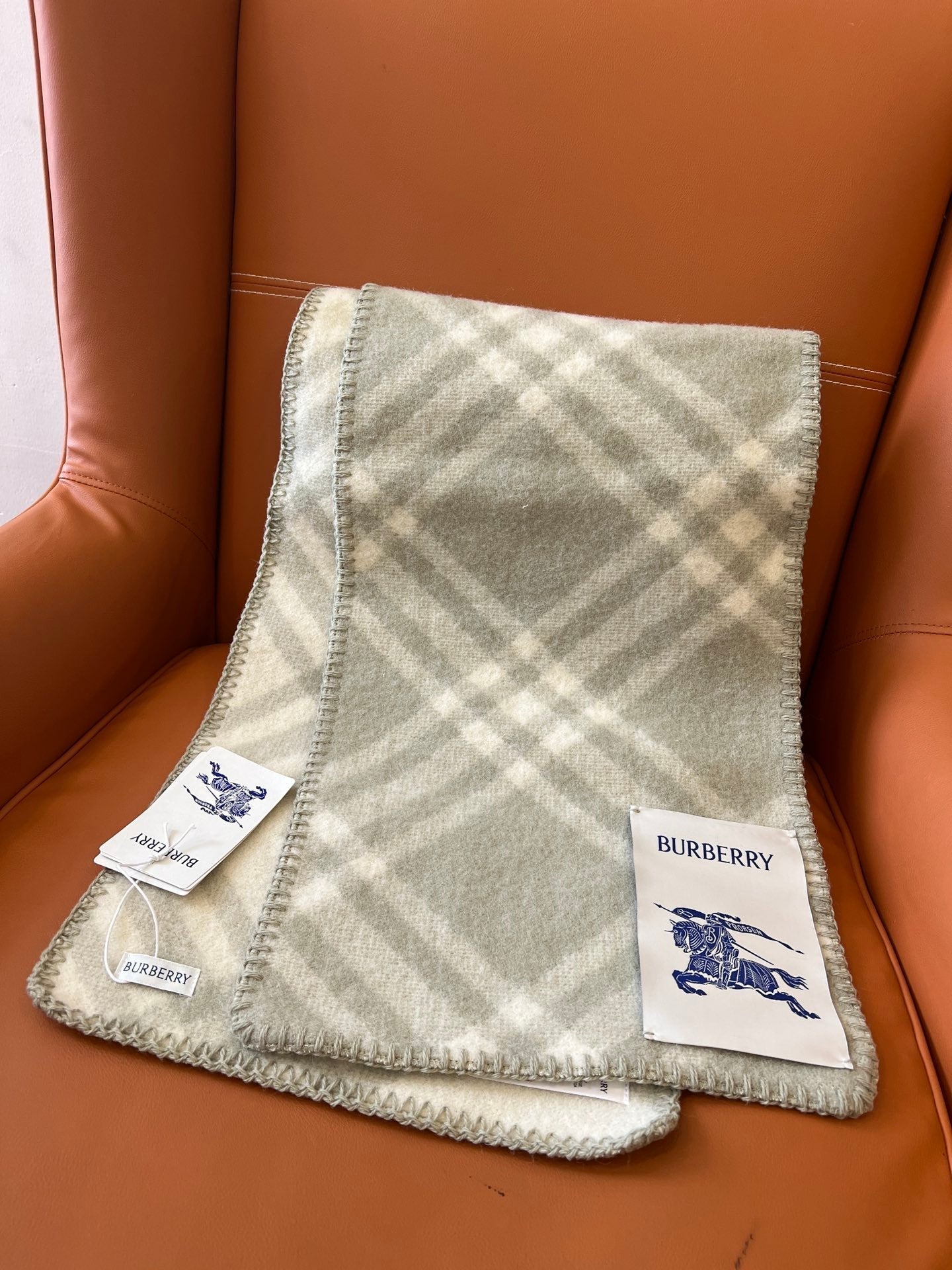 CHECK WOOL 182 CM SCARF PASTEL GRAY 405047 mysite