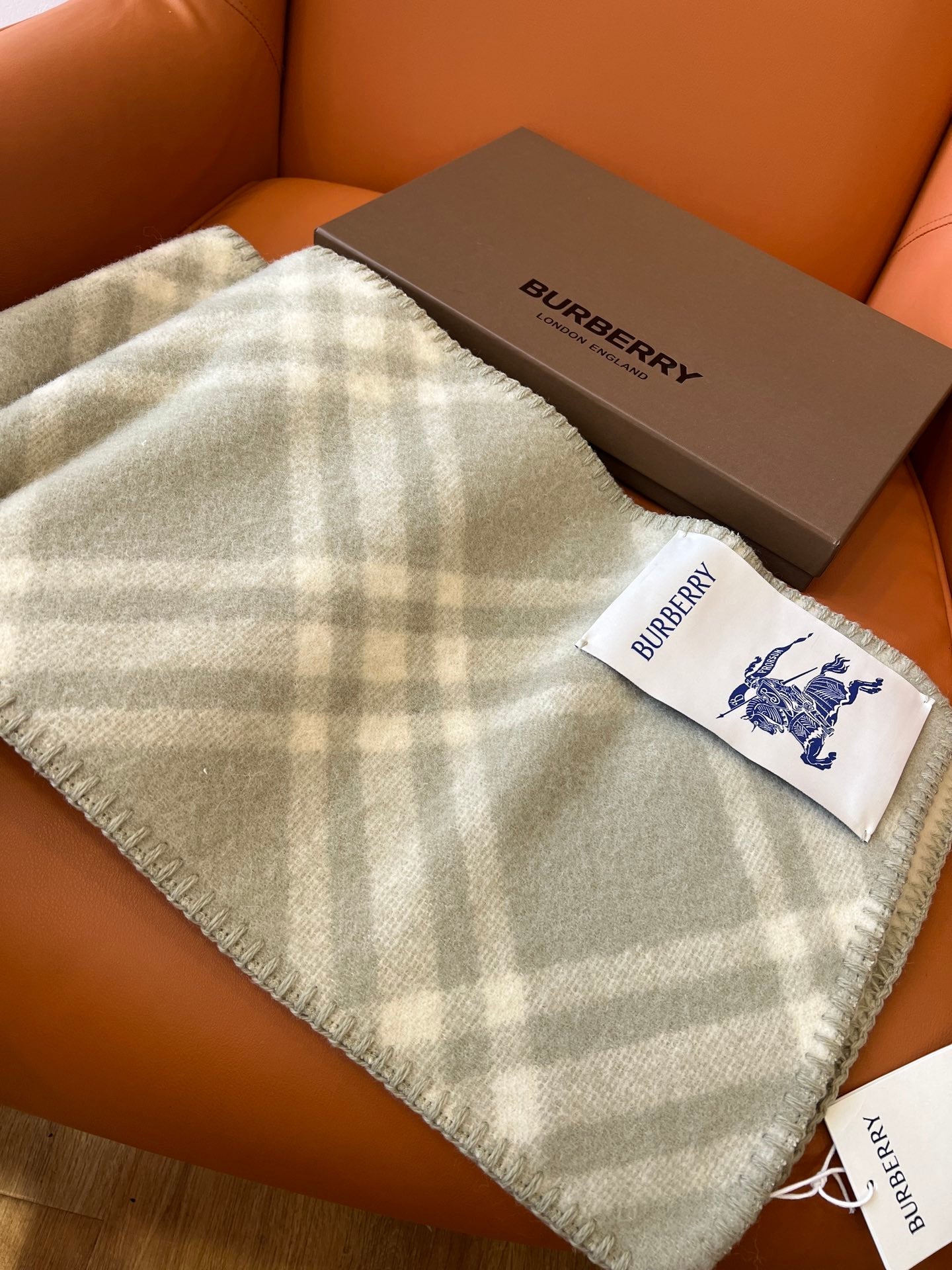 CHECK WOOL 182 CM SCARF PASTEL GRAY 405047 mysite