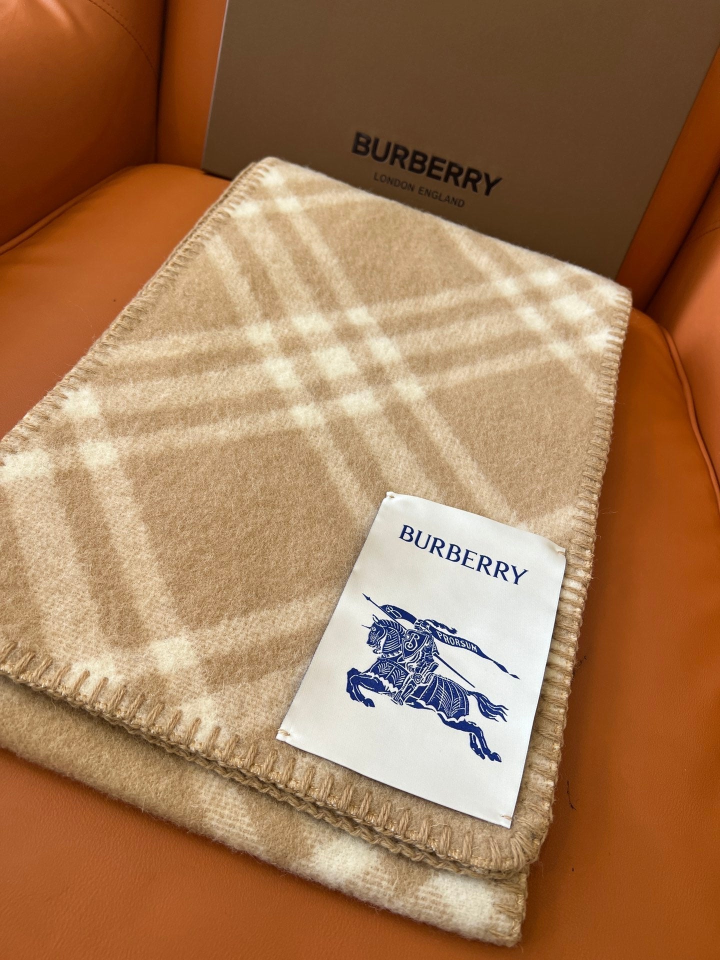 CHECK WOOL 182 CM SCARF CAMEL BROWN 405051 mysite