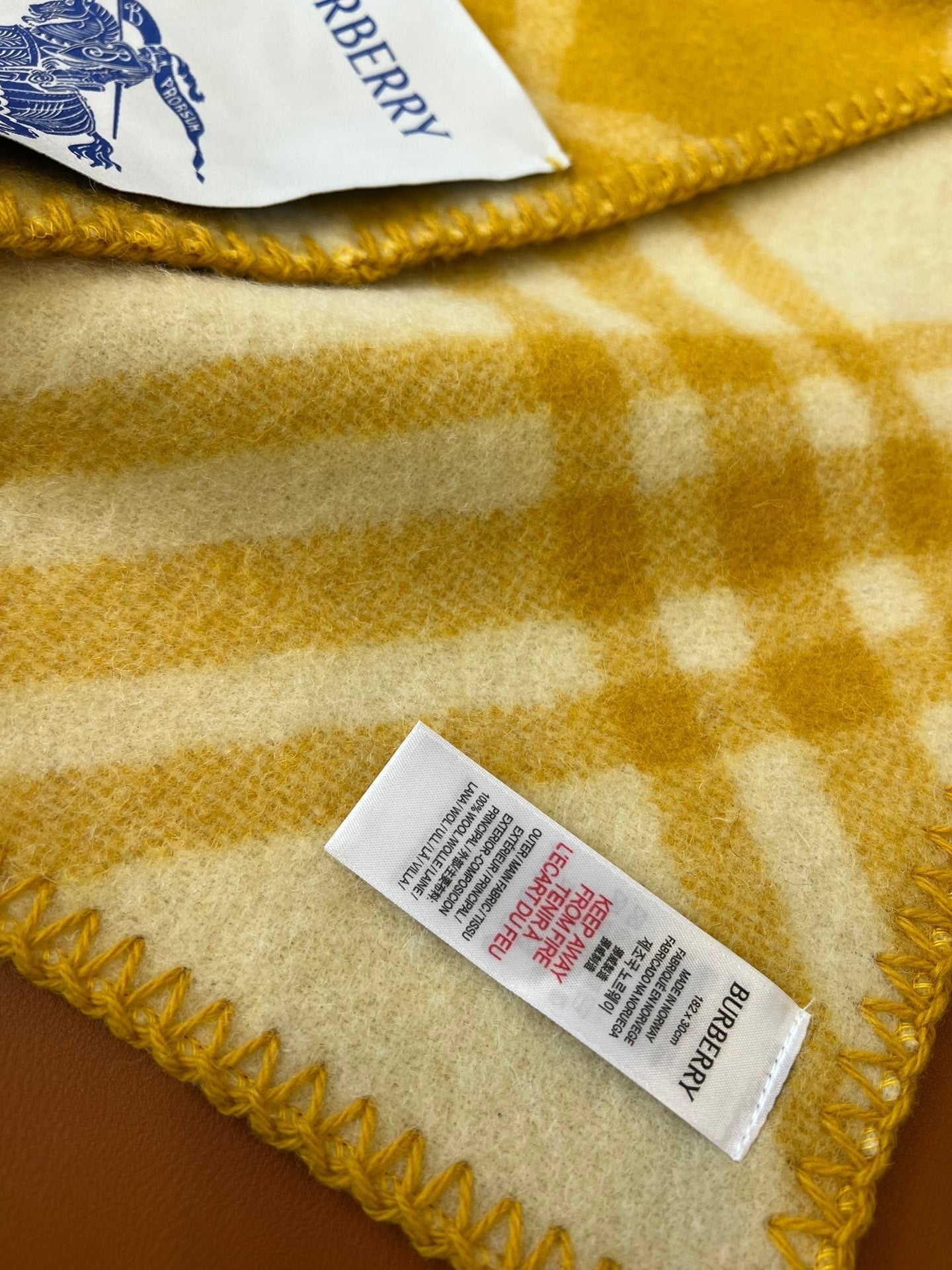 CHECK WOOL 182 CM SCARF AMBER YELLOW 405053 mysite