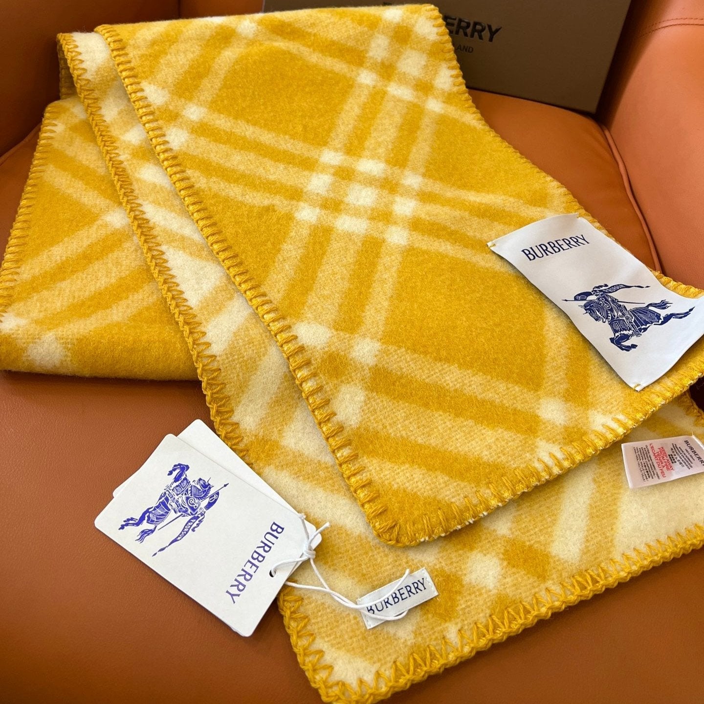 CHECK WOOL 182 CM SCARF AMBER YELLOW 405053 mysite