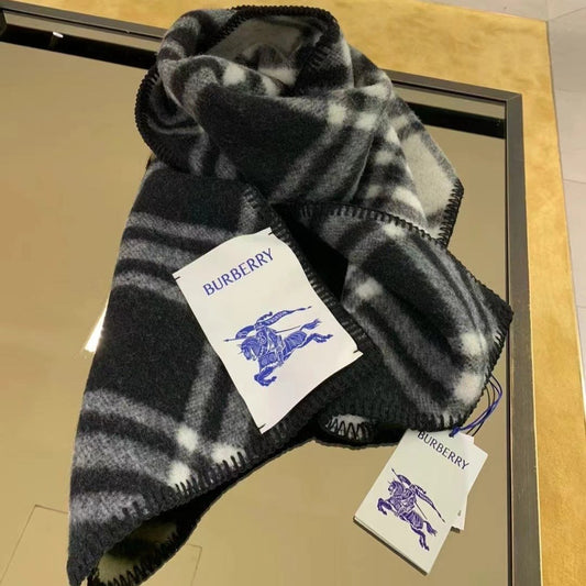 CHECK WOOL 182 CM SCARF BLACK 405055 mysite