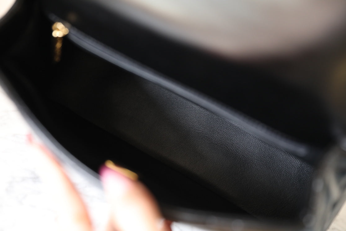 24B Small Flap Bag With Top Handle 25cm Black Lambskin mysite