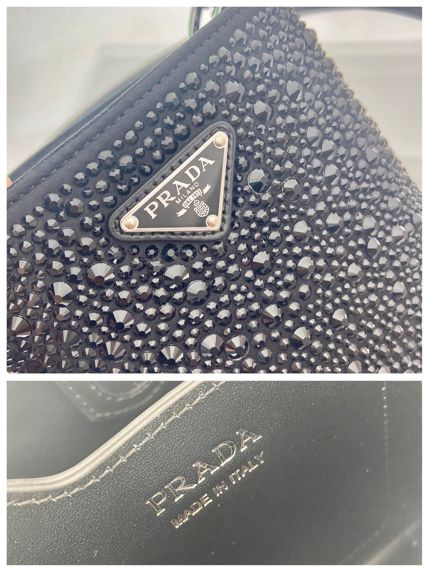 PANIER BUCKET BAG 16 IN BLACK CALFSKIN ATTACHED FULL CRYSTALS mysite