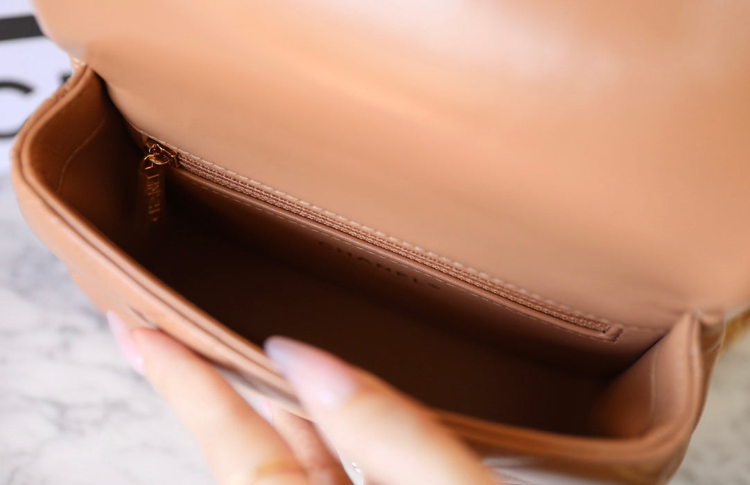 24b mini flap bag 19cm top handle beige lambskin mysite