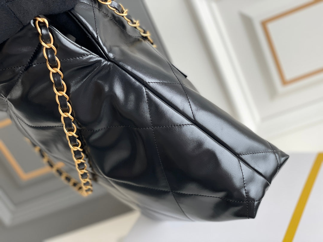 24K CC Hobo 22 Bag Black Lambskin Gold Hardware mysite