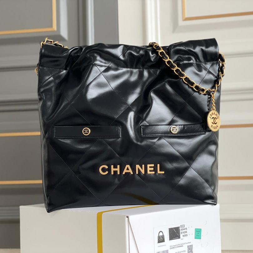 24K CC Hobo 22 Bag Black Lambskin Gold Hardware mysite