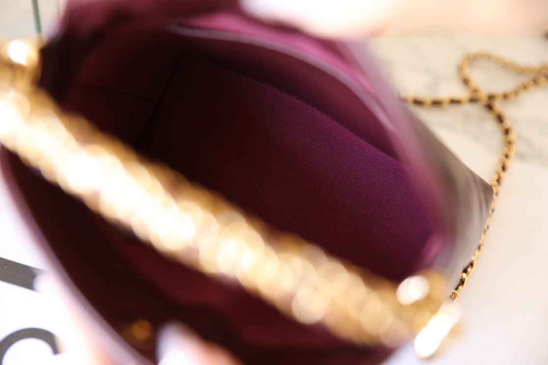 24B Cluth With Chain Burgundy Lambskin Gold Hardware mysite