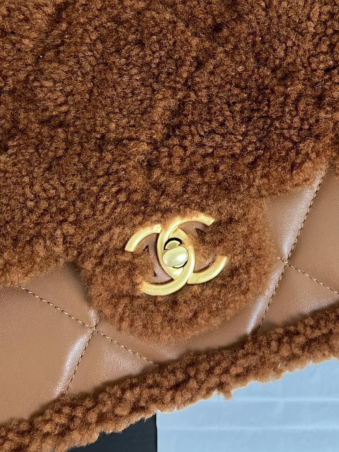 Flap Bag Small 23cm Brown Sherling Lambskin Gold Hardware mysite