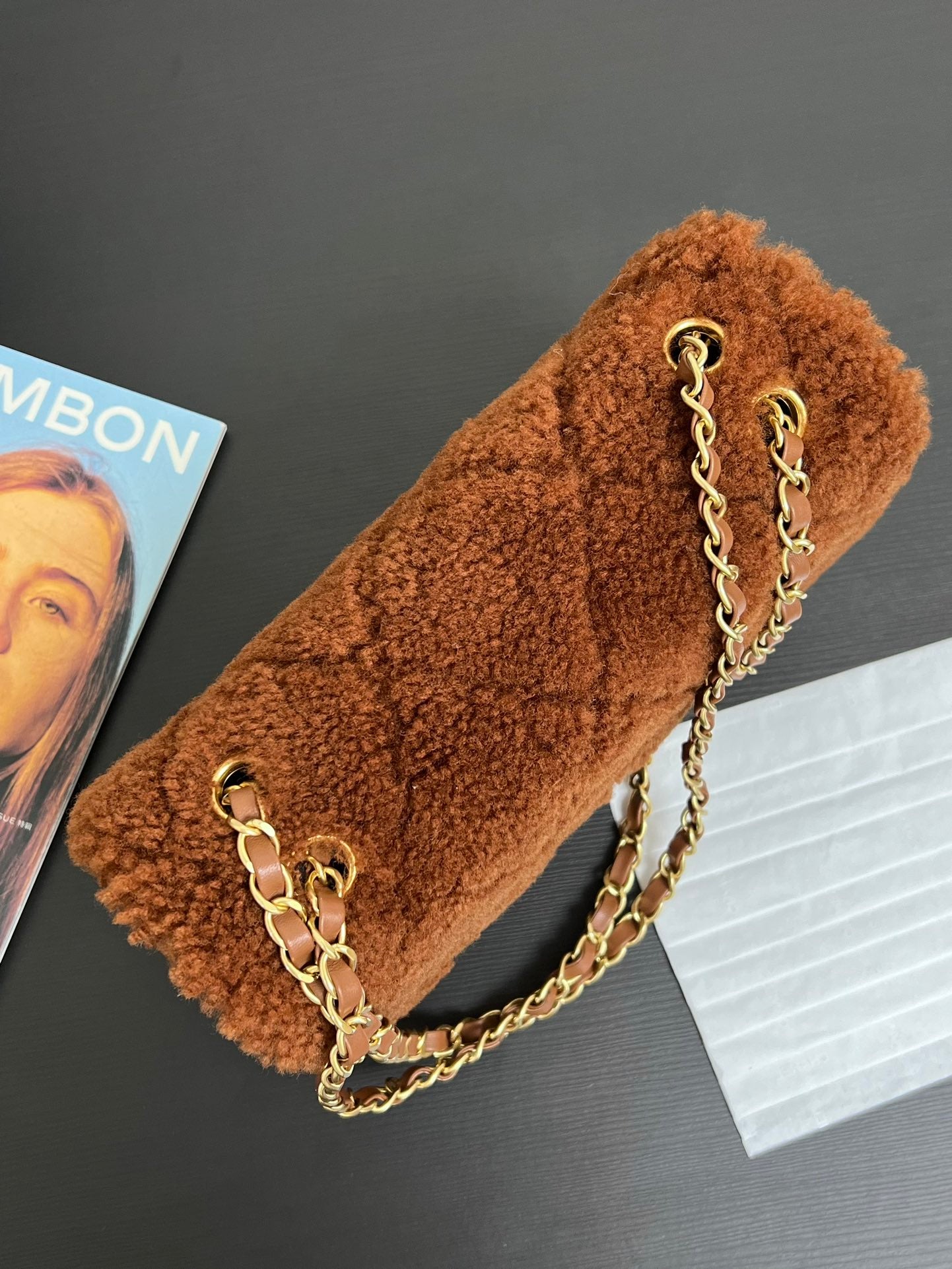 Flap Bag Small 23cm Brown Sherling Lambskin Gold Hardware mysite