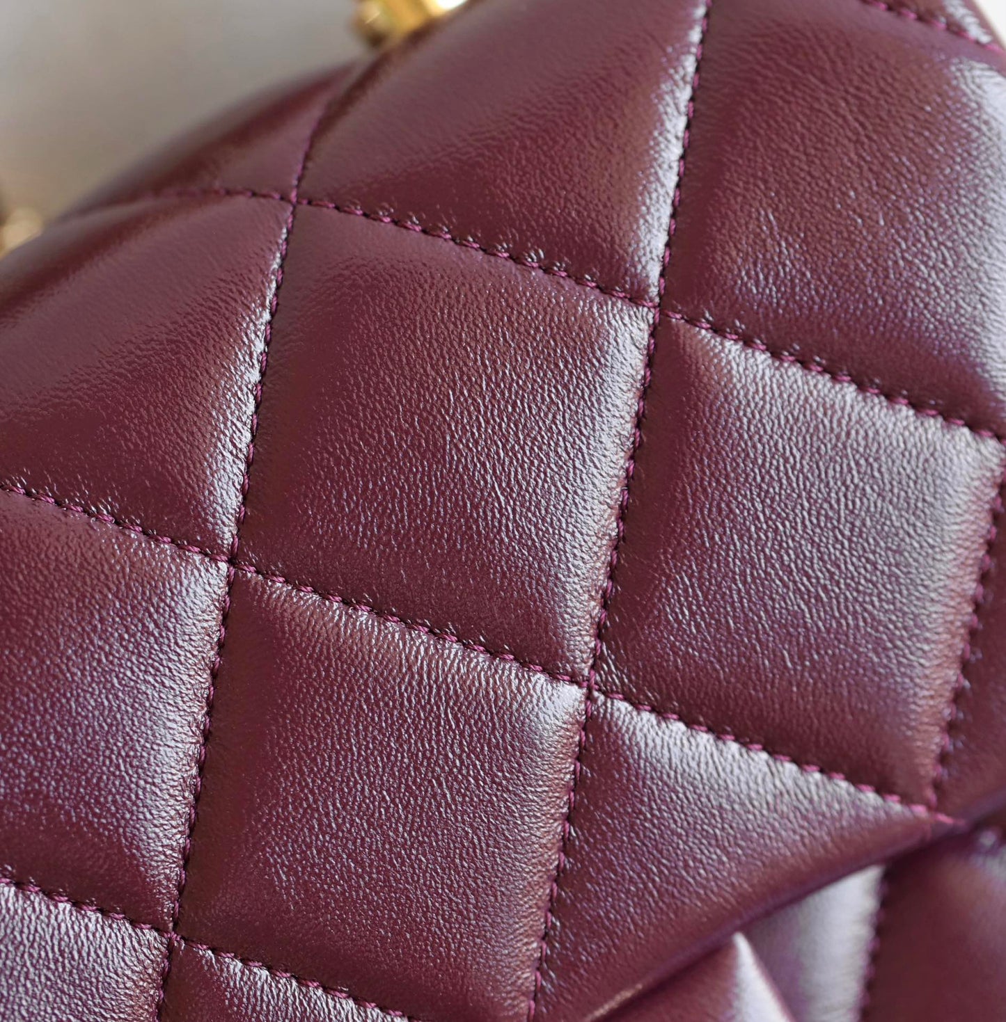 24B Mini Flap Bag With Top Handle 19cm Burgundy Lambskin mysite