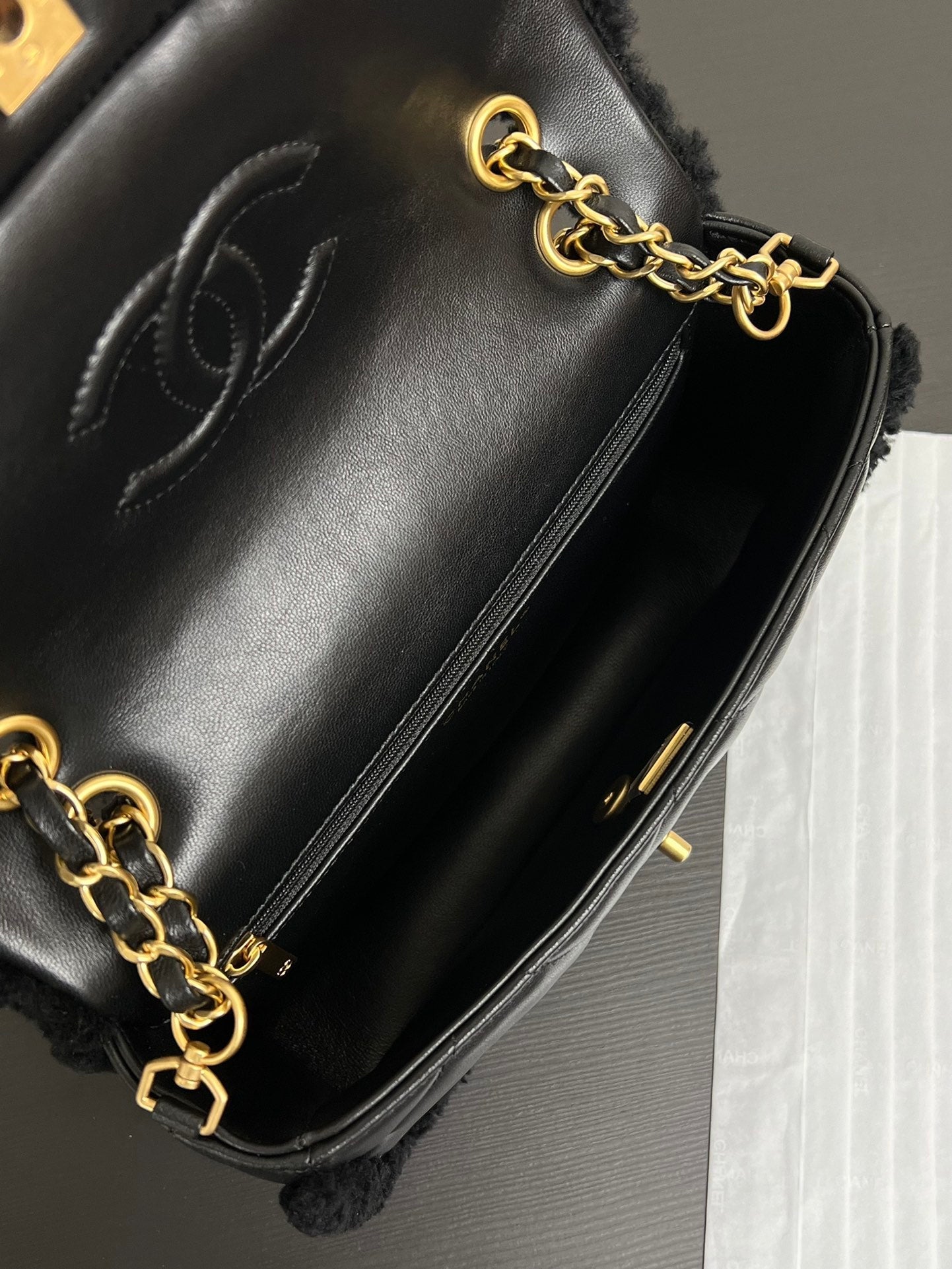 Flap Bag Small 23cm Black Sherling Lambskin Gold Hardware mysite