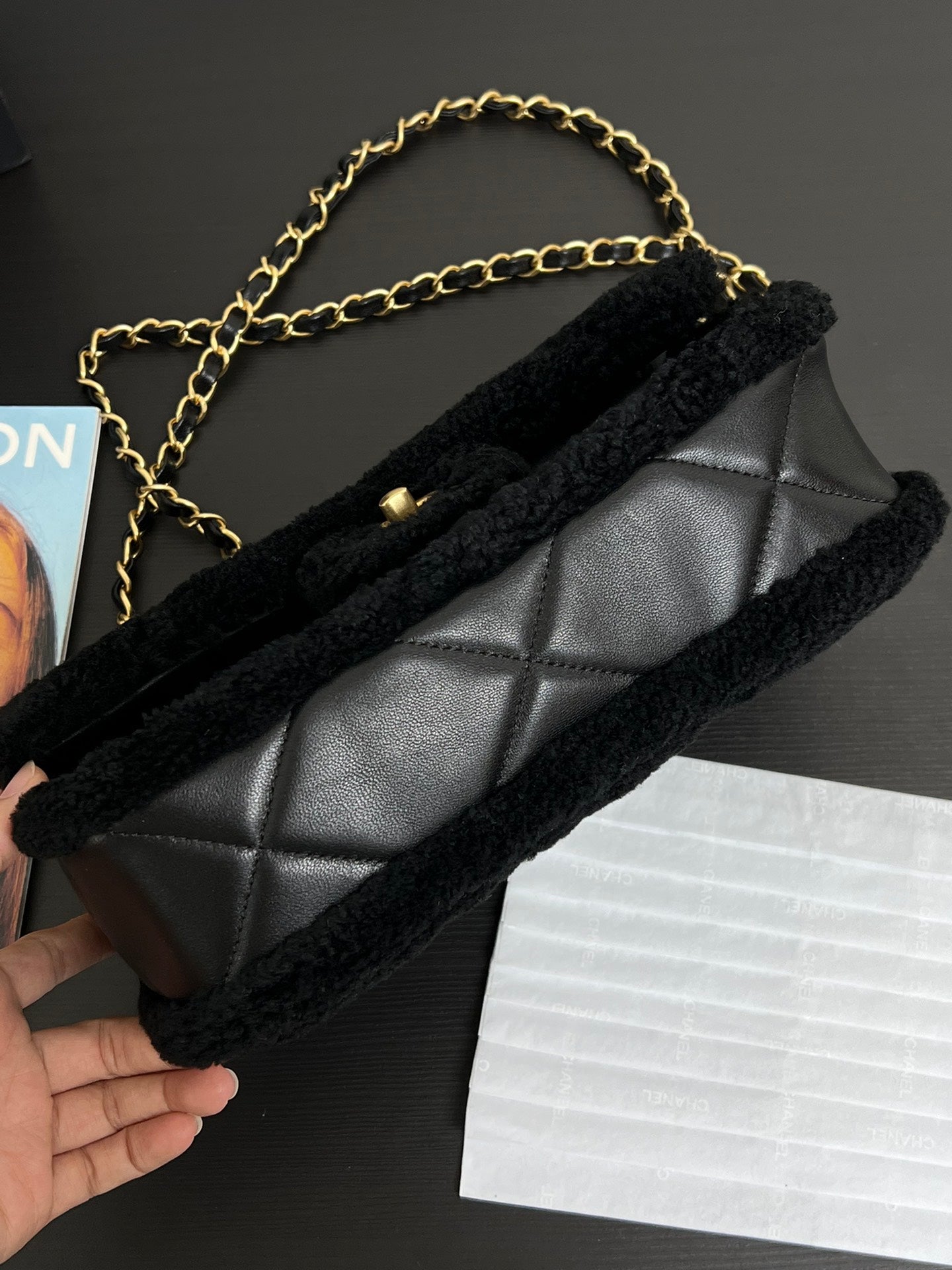 Flap Bag Small 23cm Black Sherling Lambskin Gold Hardware mysite