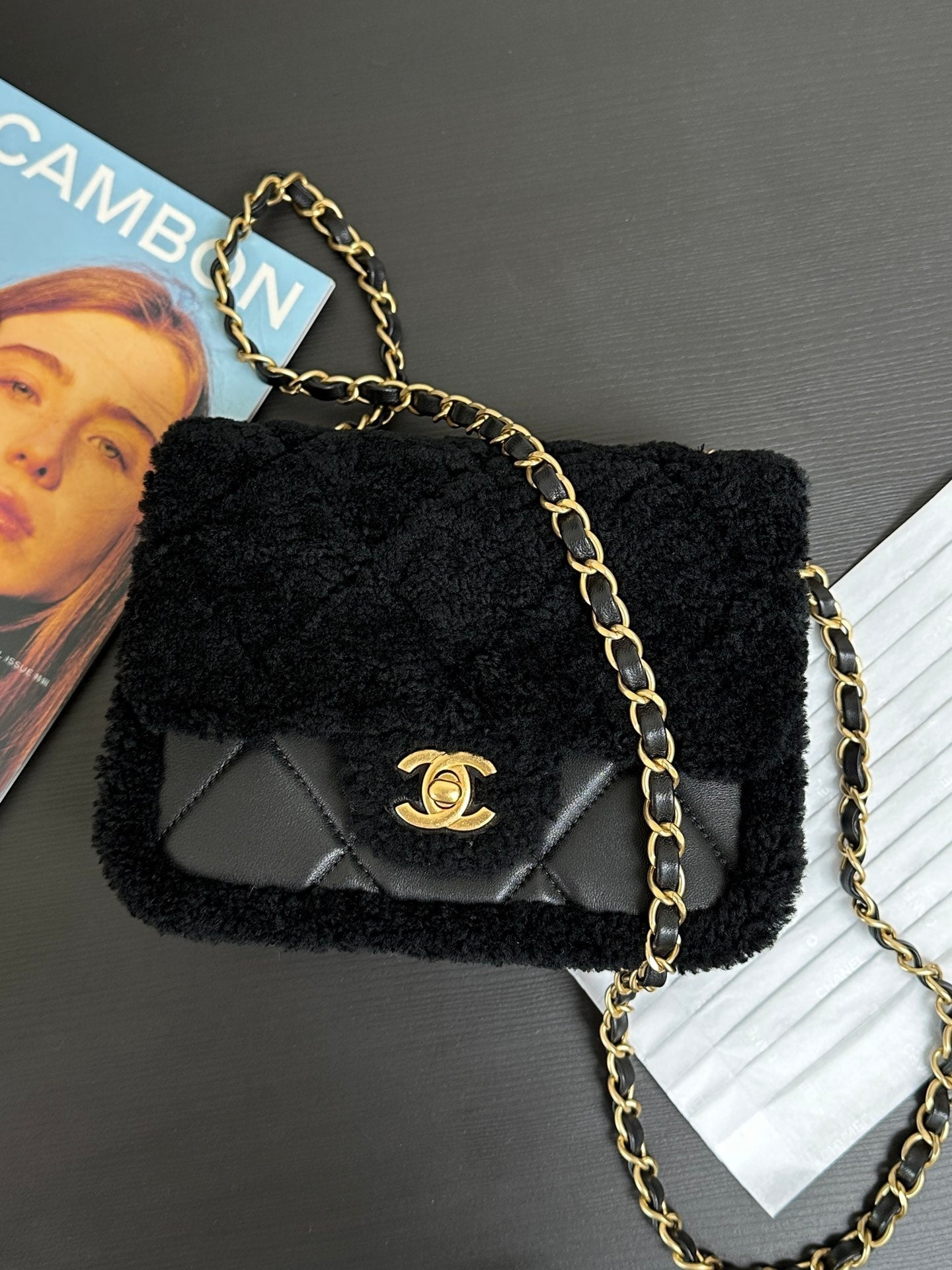 Flap Bag Mini 18cm Black Sherling Lambskin Gold Hardware mysite