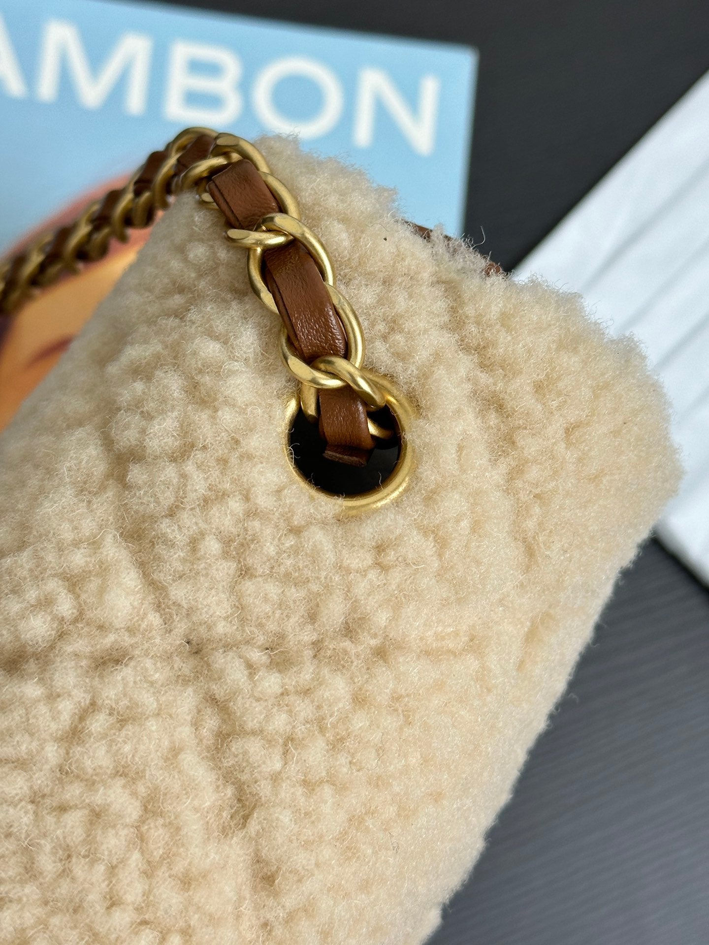 Flap Bag Mini 18cm Beige Brown Sherling Lambskin Gold Hardware mysite