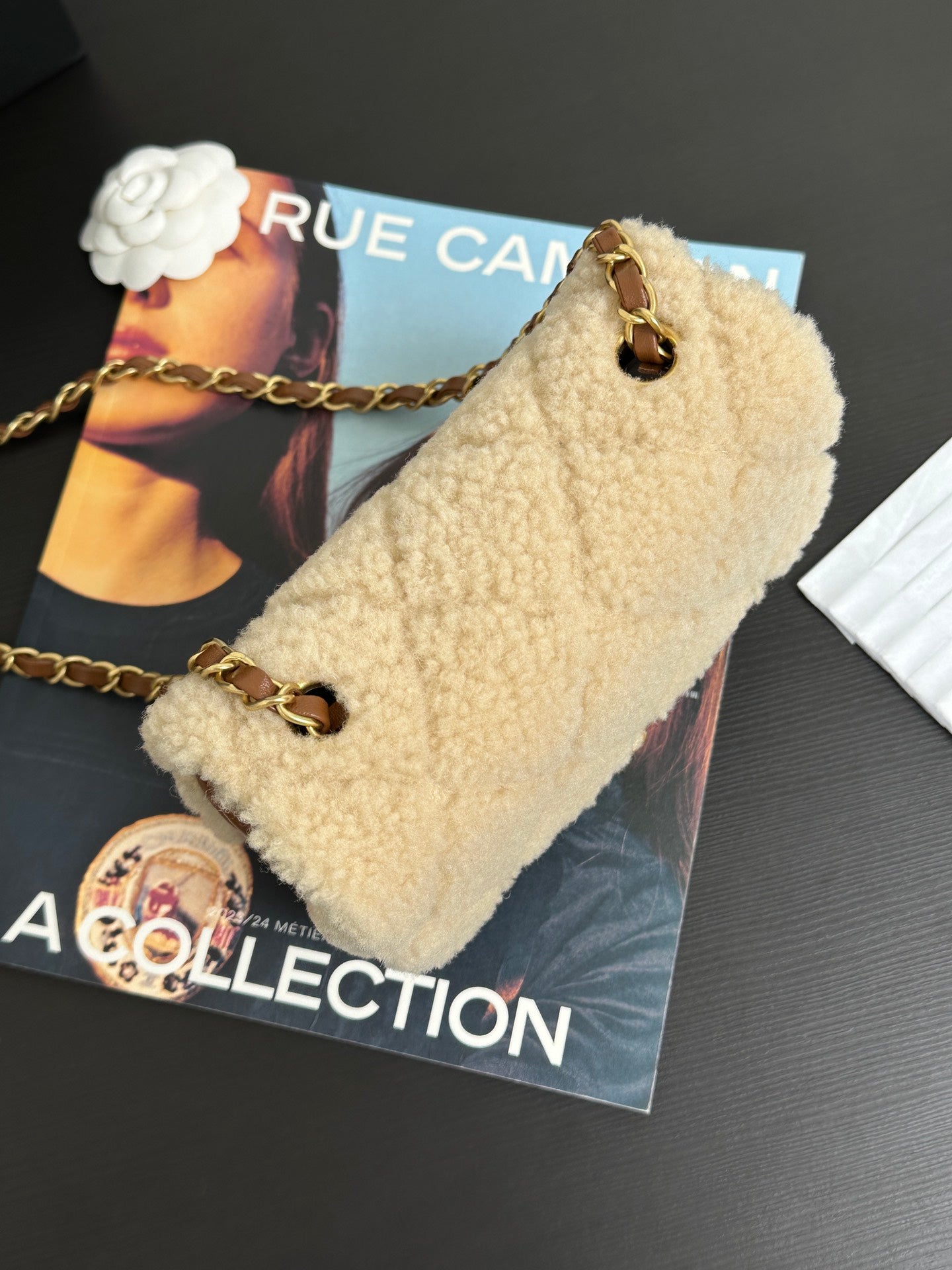 Flap Bag Mini 18cm Beige Brown Sherling Lambskin Gold Hardware mysite