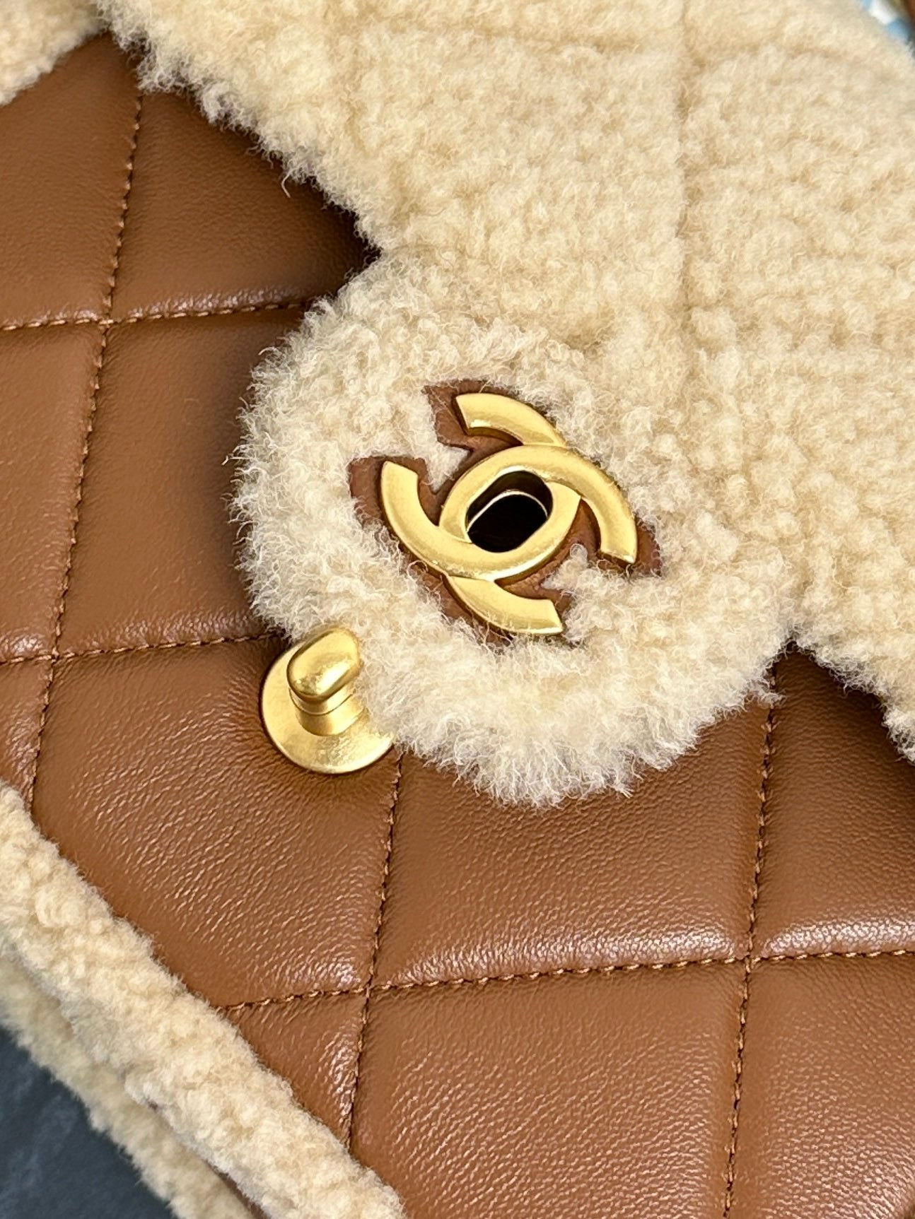 Flap Bag Mini 18cm Beige Brown Sherling Lambskin Gold Hardware mysite