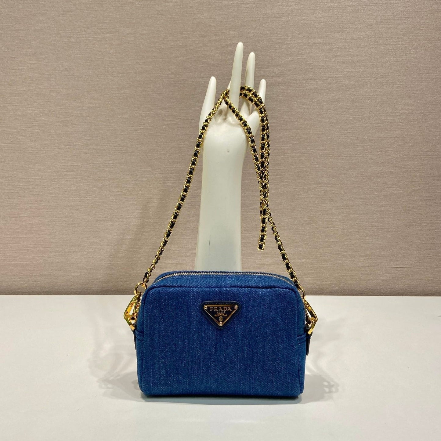 MINI BAG 14 IN AZURE BLUE DENIM GOLD HARDWARE mysite