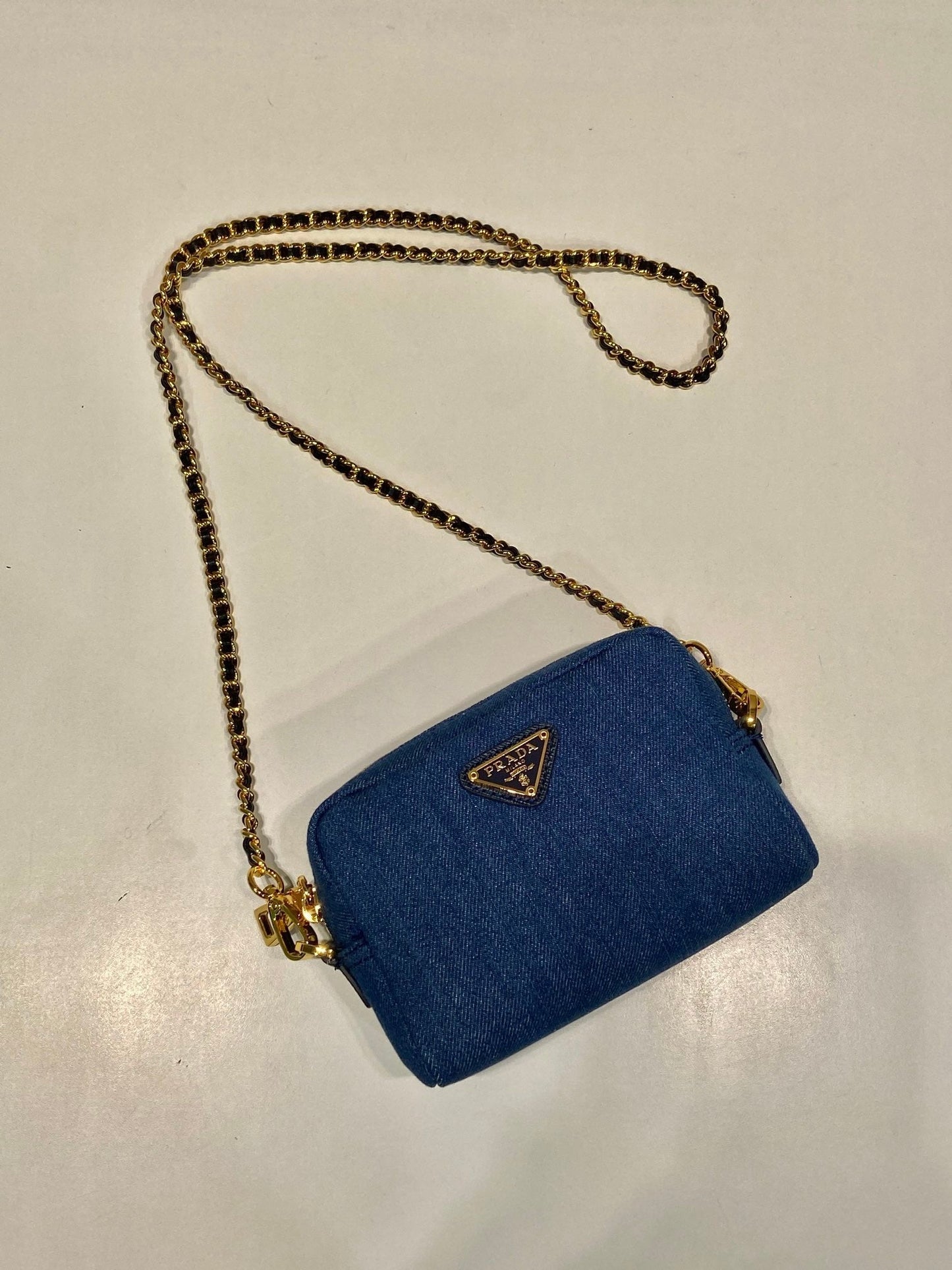 MINI BAG 14 IN AZURE BLUE DENIM GOLD HARDWARE mysite