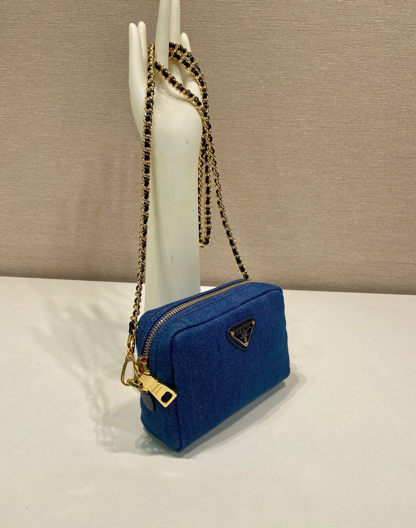 MINI BAG 14 IN AZURE BLUE DENIM GOLD HARDWARE mysite