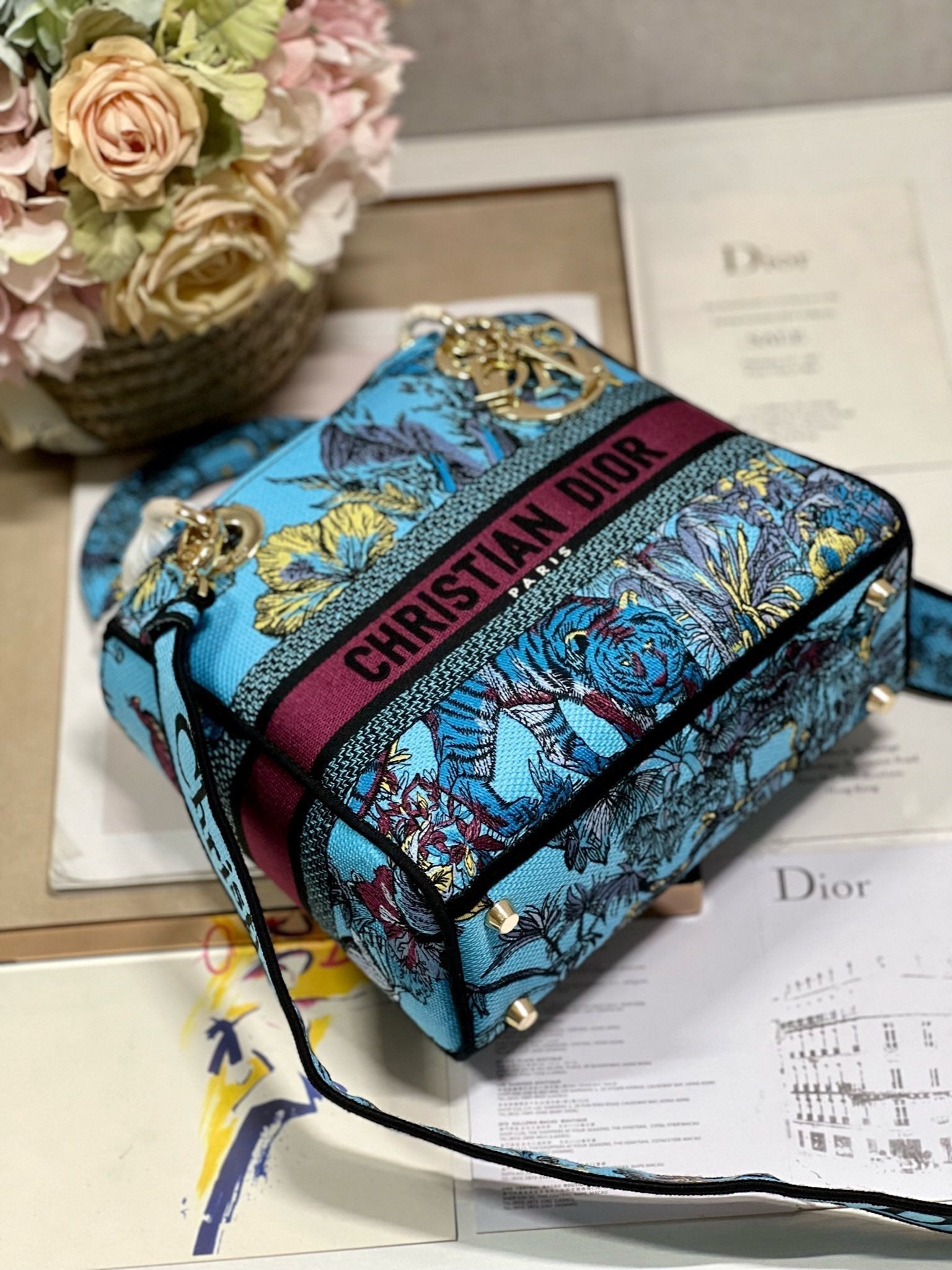 CD Elephant Blue 24 Lady Dior Bag Canvas 336679 mysite