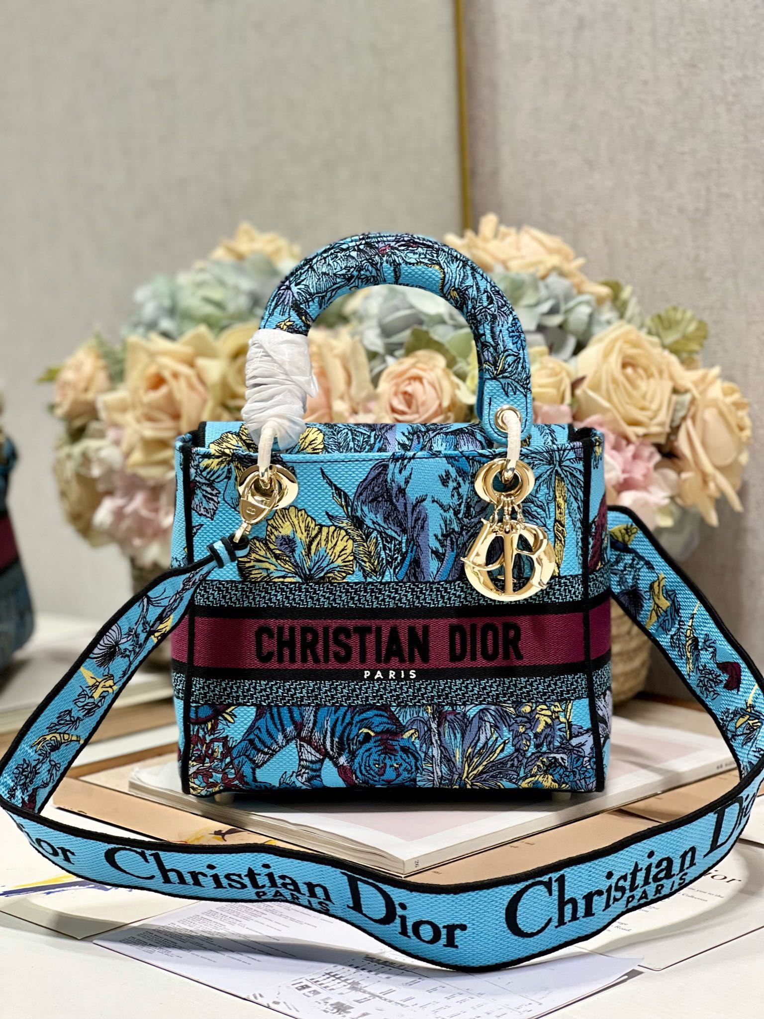 CD Elephant Blue 24 Lady Dior Bag Canvas 336679 mysite