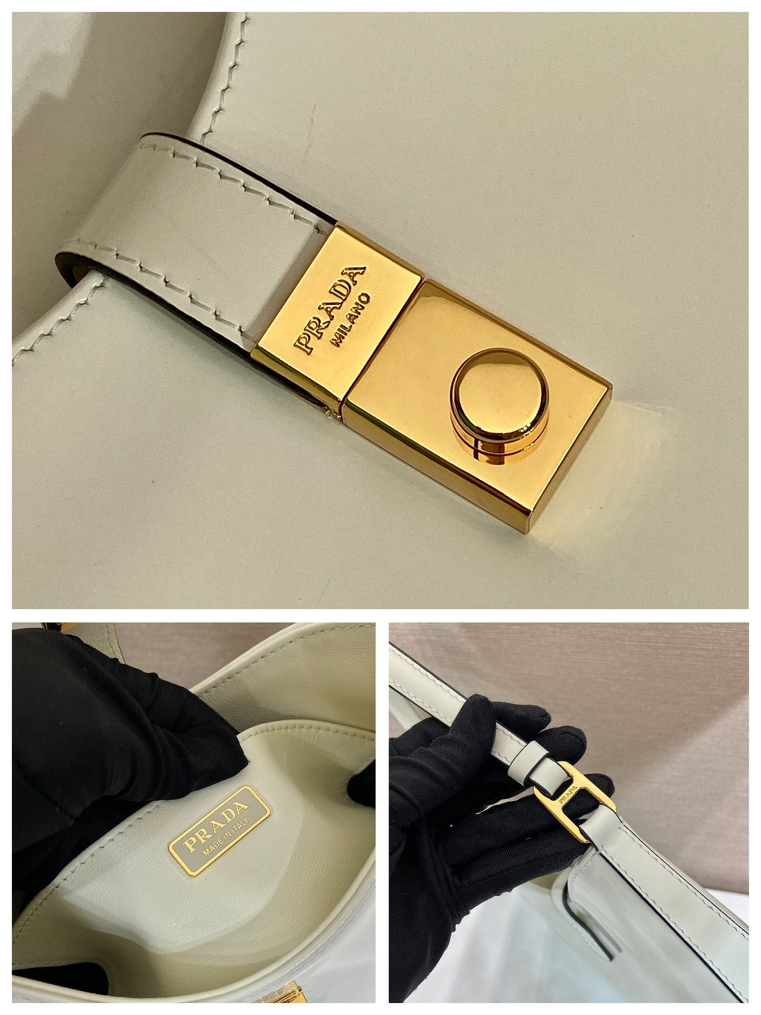 CLEO SHOULDER BAG 22 IN WHITE BRUSHED LAMBSKIN WITH CLASP CLOSURE mysite