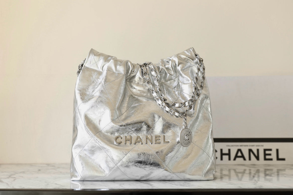 25C Hobo 22 Bag 35cm Silver Metalic Lambskin mysite