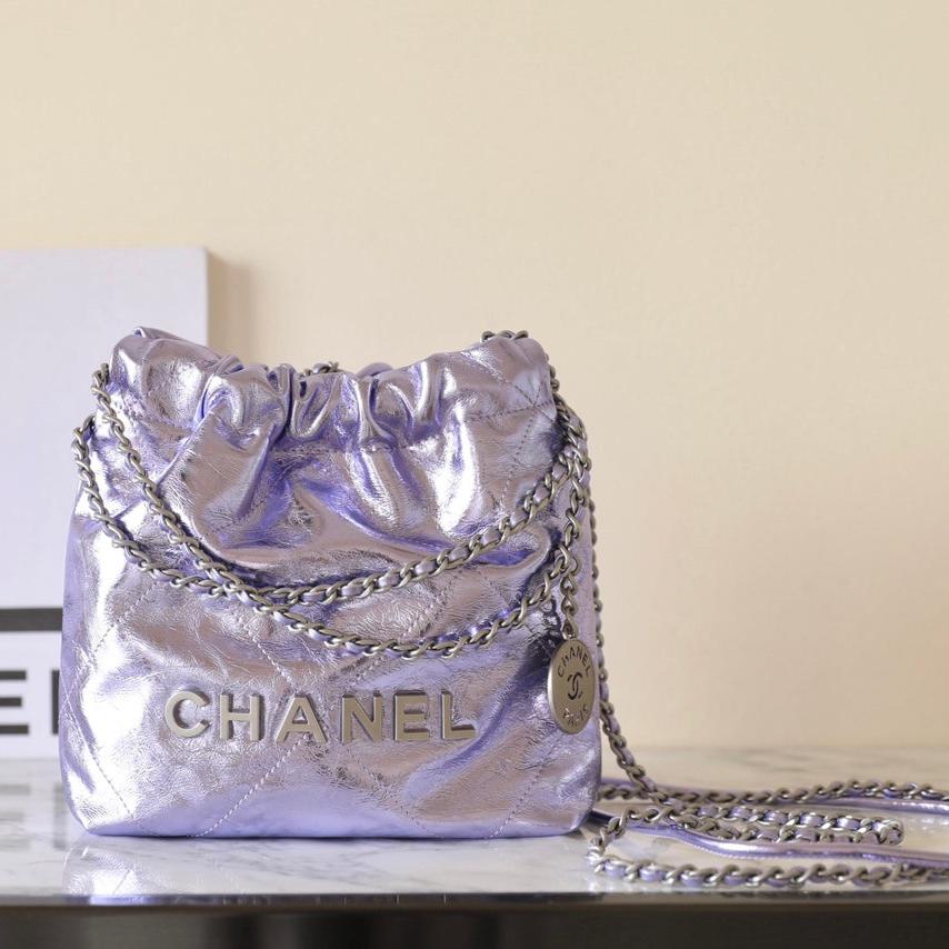 25C Hobo 22 Bag 19cm Violet Metalic Lambskin mysite