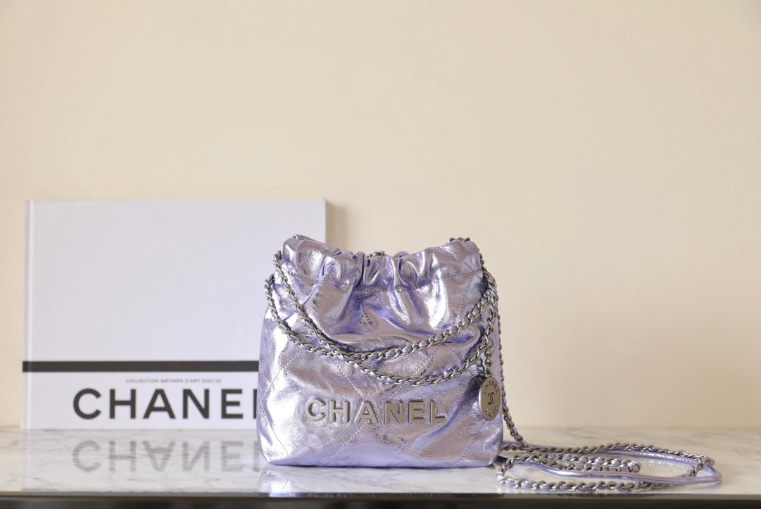 25C Hobo 22 Bag 19cm Violet Metalic Lambskin mysite