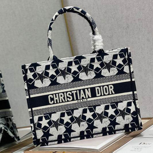 CD Five-pointed Star Book Tote 36cm Bag Blue White Canvas 336522 mysite