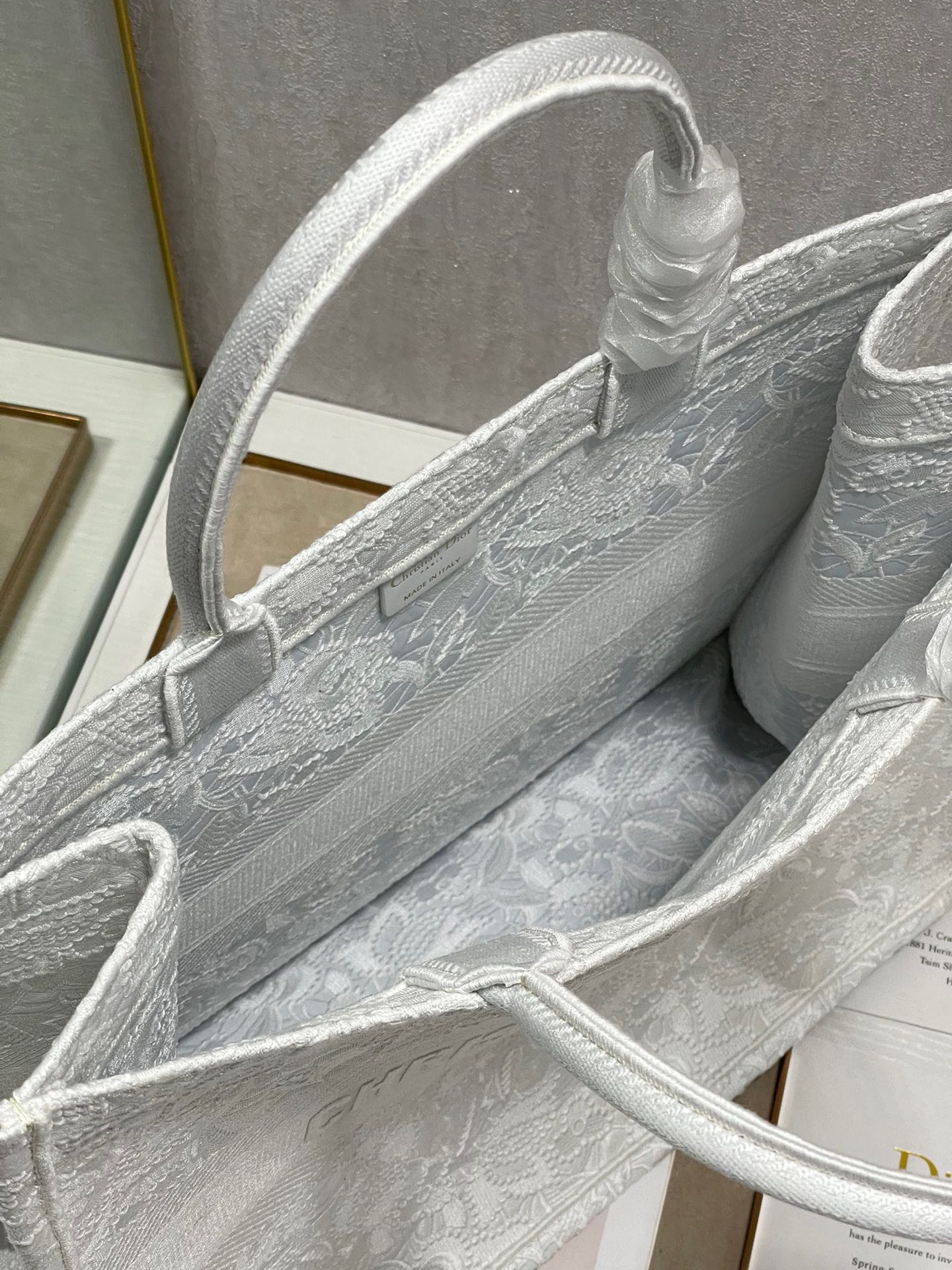 CD Lace White Book Tote 42cm Bag Canvas 336570 mysite