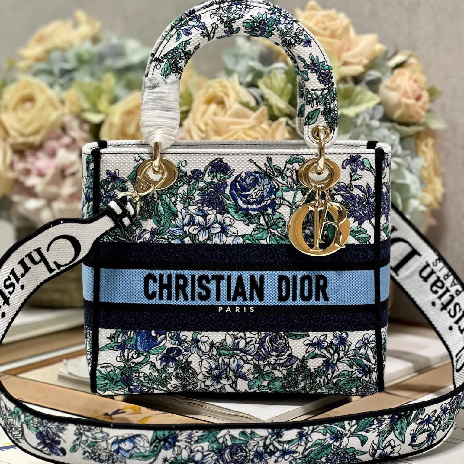 CD Butterfly Love Flower Blue 24 Lady Dior Bag Canvas 336667 mysite
